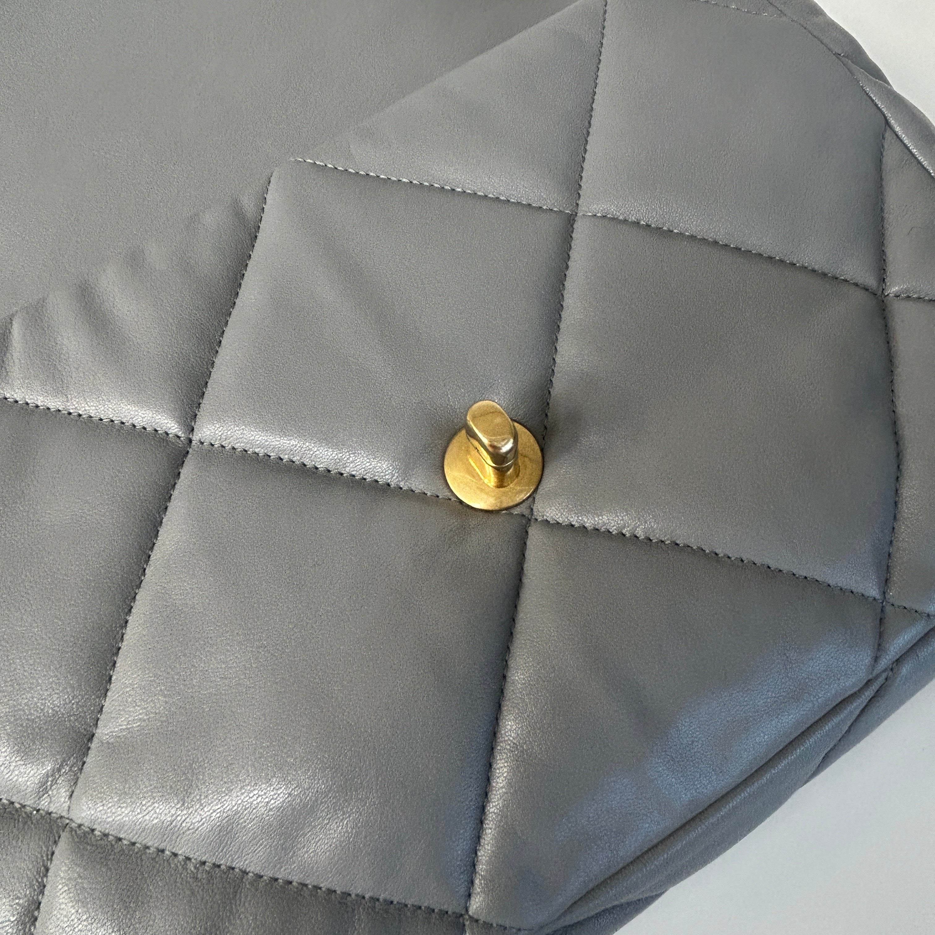Chanel 19 20C Grey Lambskin Large w/Mixed HW