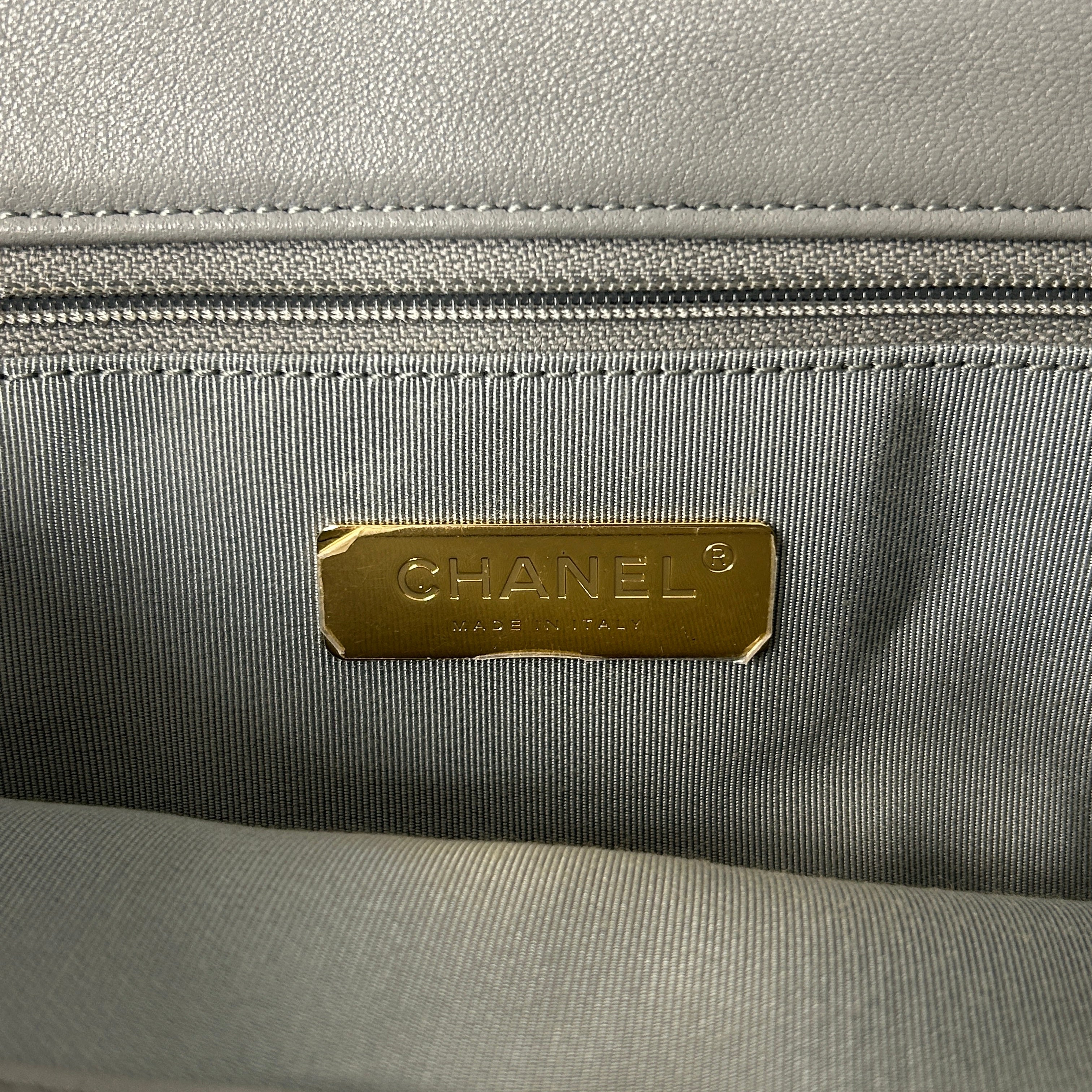 Chanel 19 20C Grey Lambskin Large w/Mixed HW