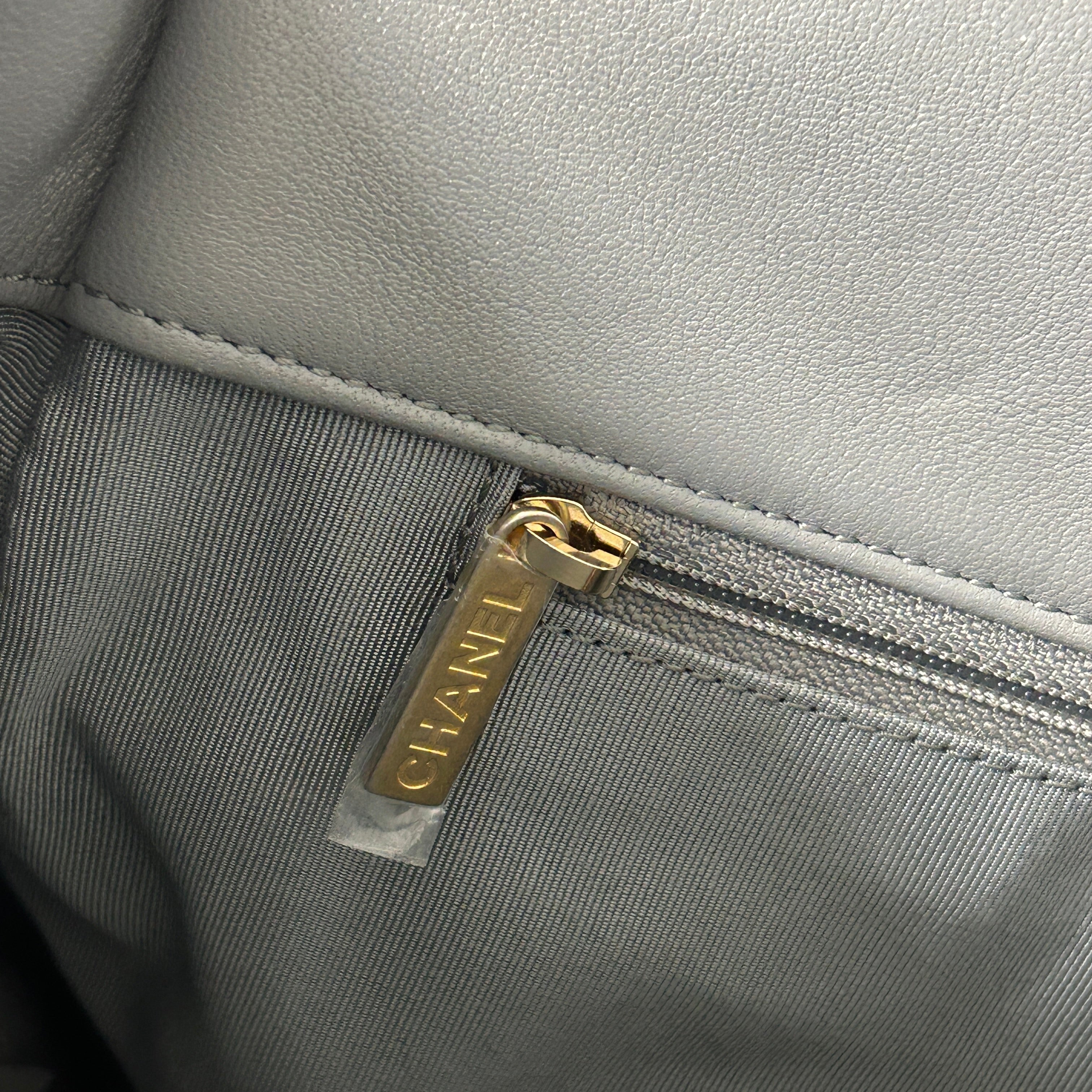 Chanel 19 20C Grey Lambskin Large w/Mixed HW