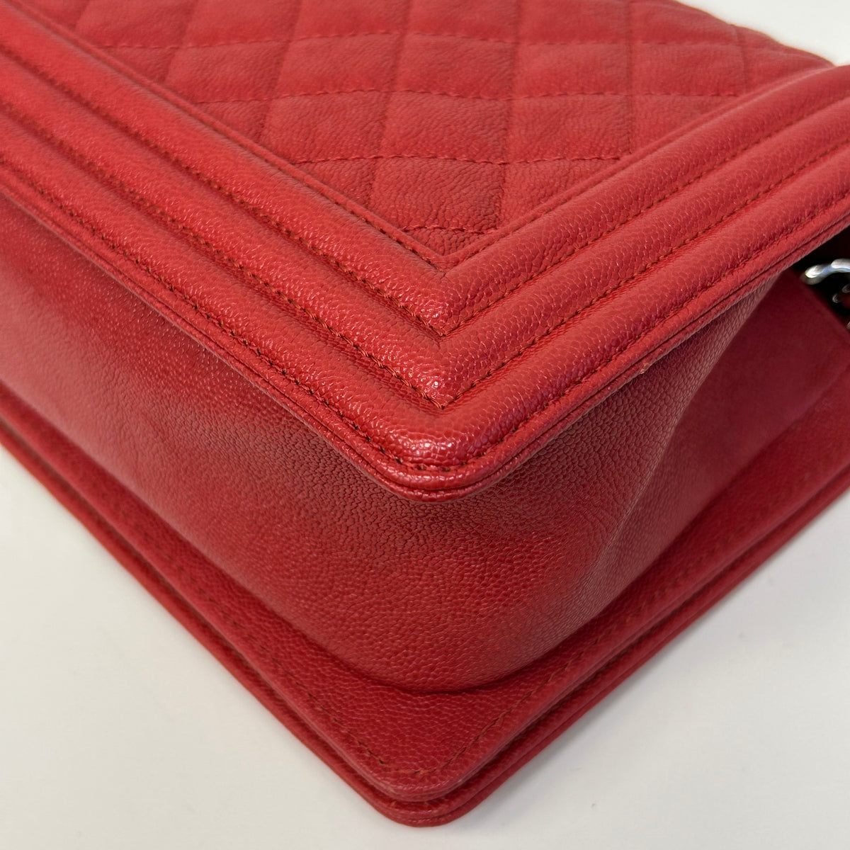 Red Quilted Caviar Leather Medium Boy Bag w/PHW - Haute Classics