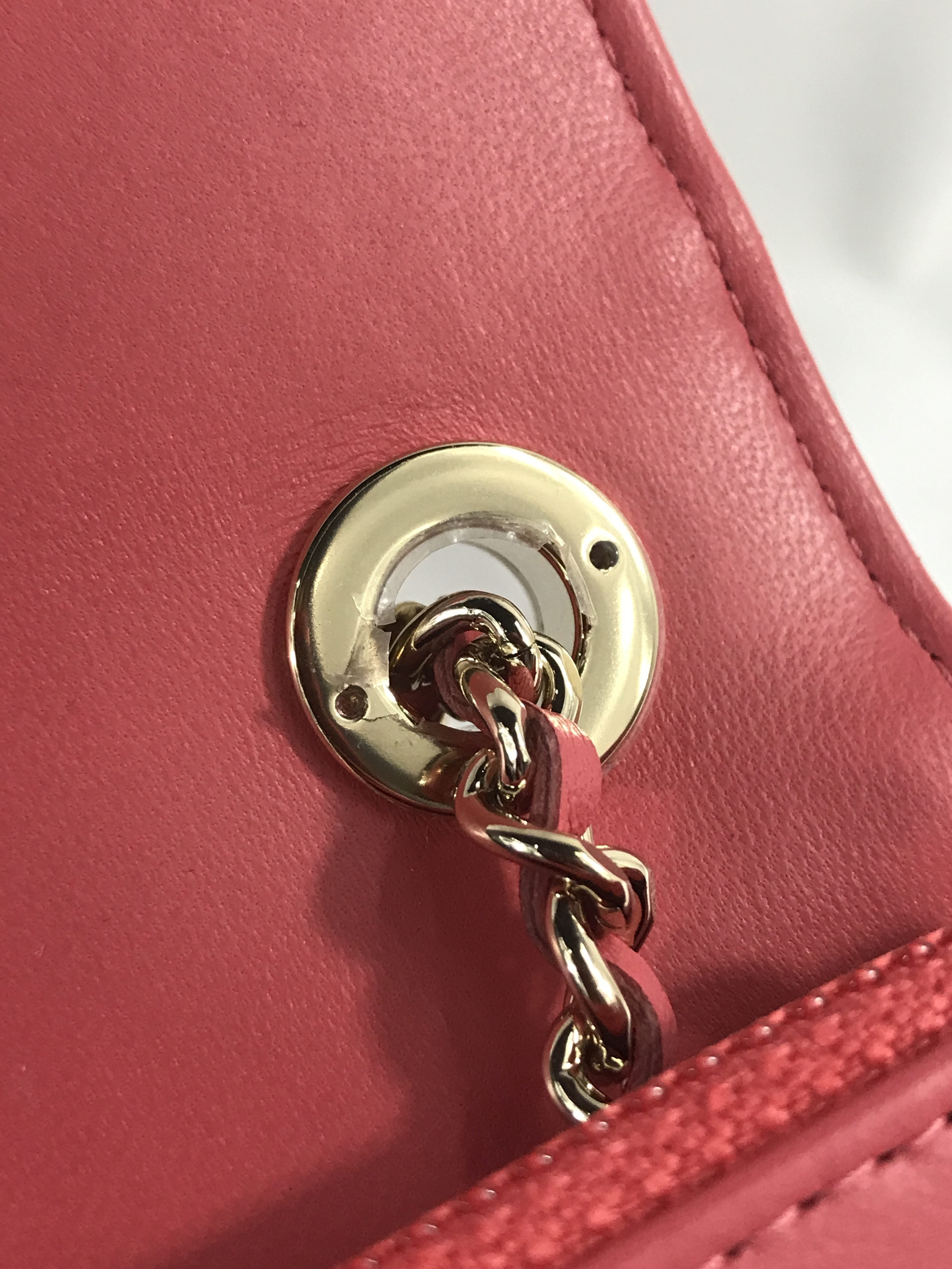 Bubblegum Pink Quilted Lambskin Leather Trendy Wallet On Chain W/GHW