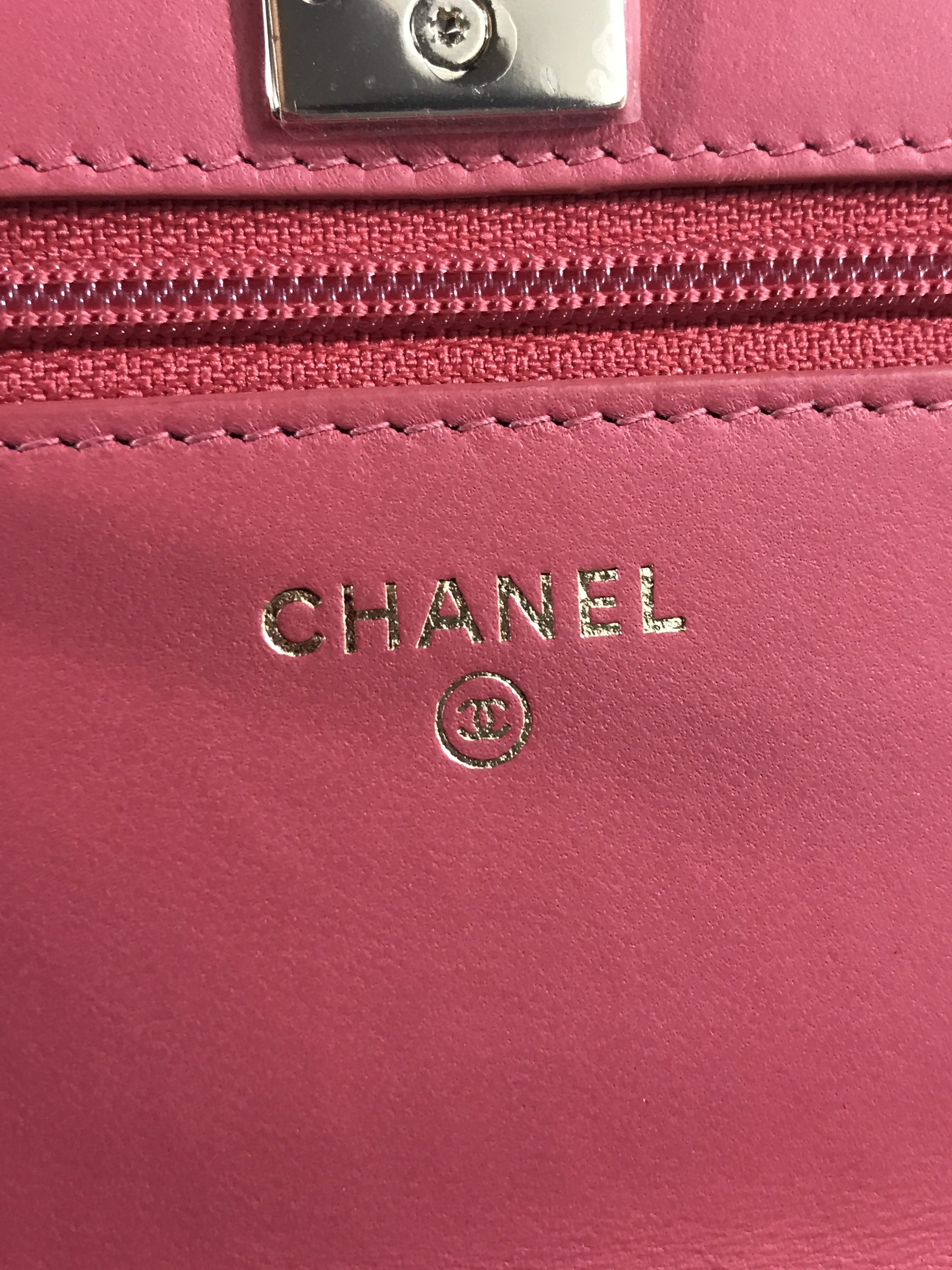 Bubblegum Pink Quilted Lambskin Leather Trendy Wallet On Chain W/GHW