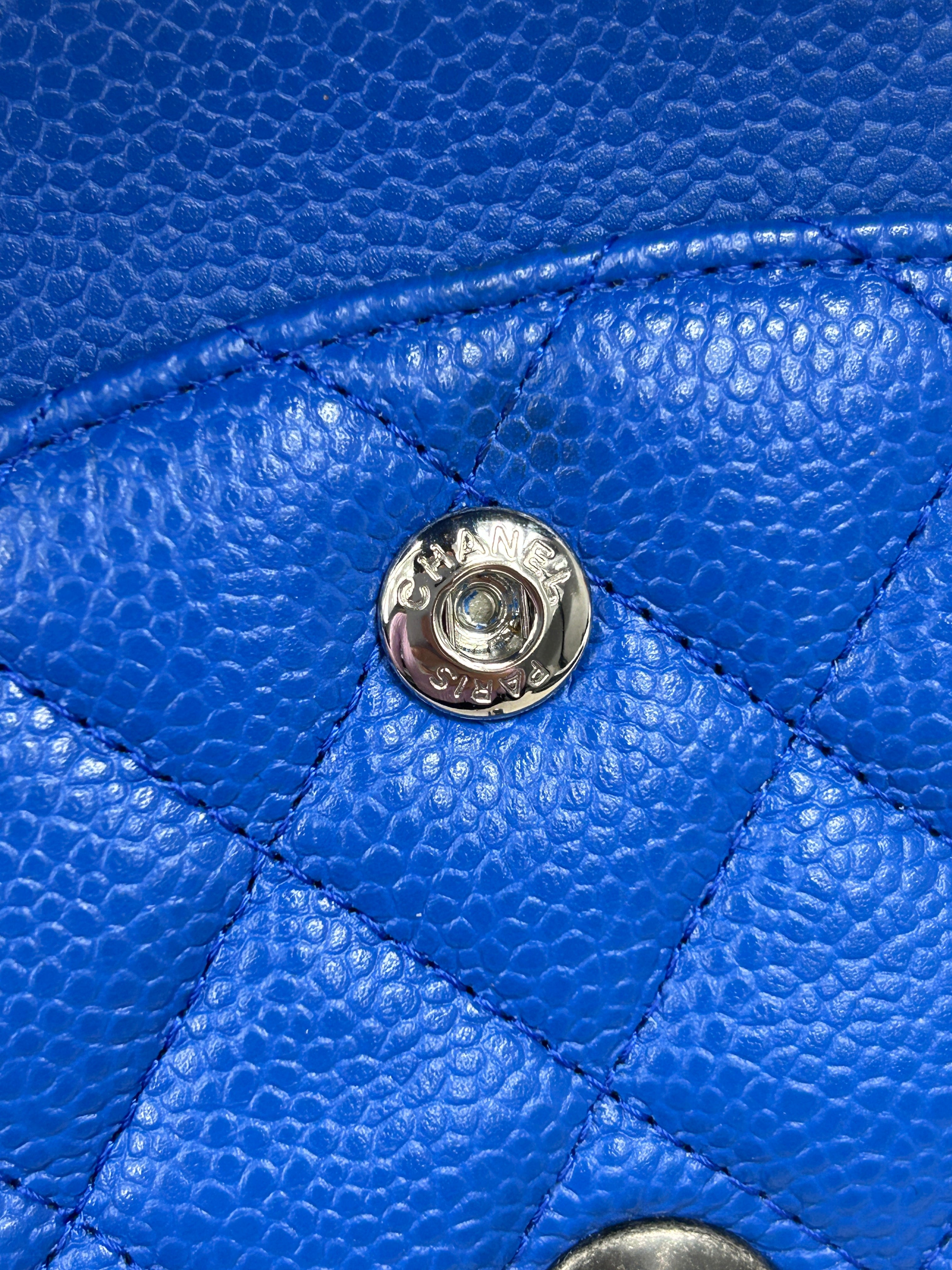 Cobalt Blue Caviar Medium Double Flap w/RHW