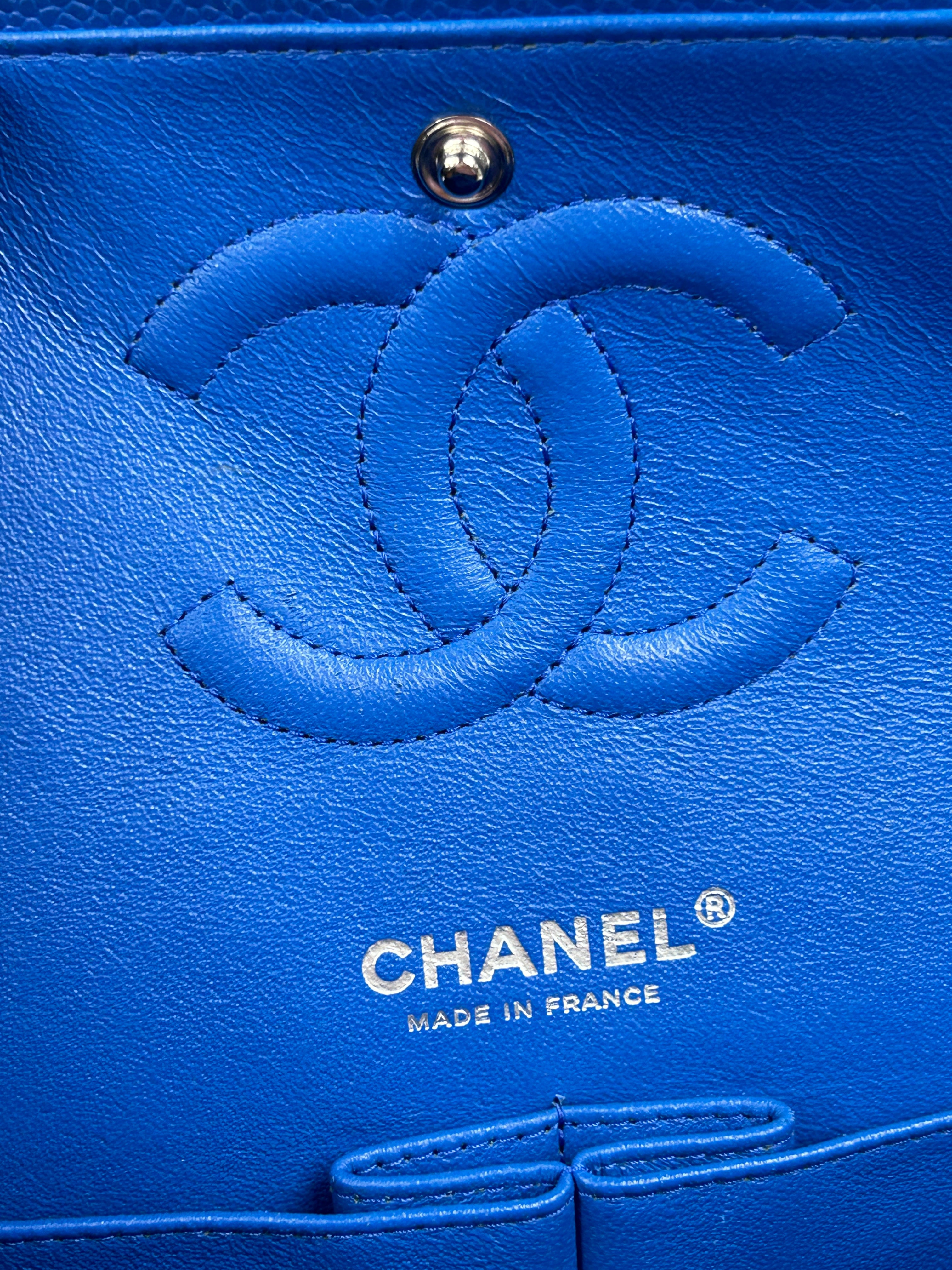 Cobalt Blue Caviar Medium Double Flap w/RHW