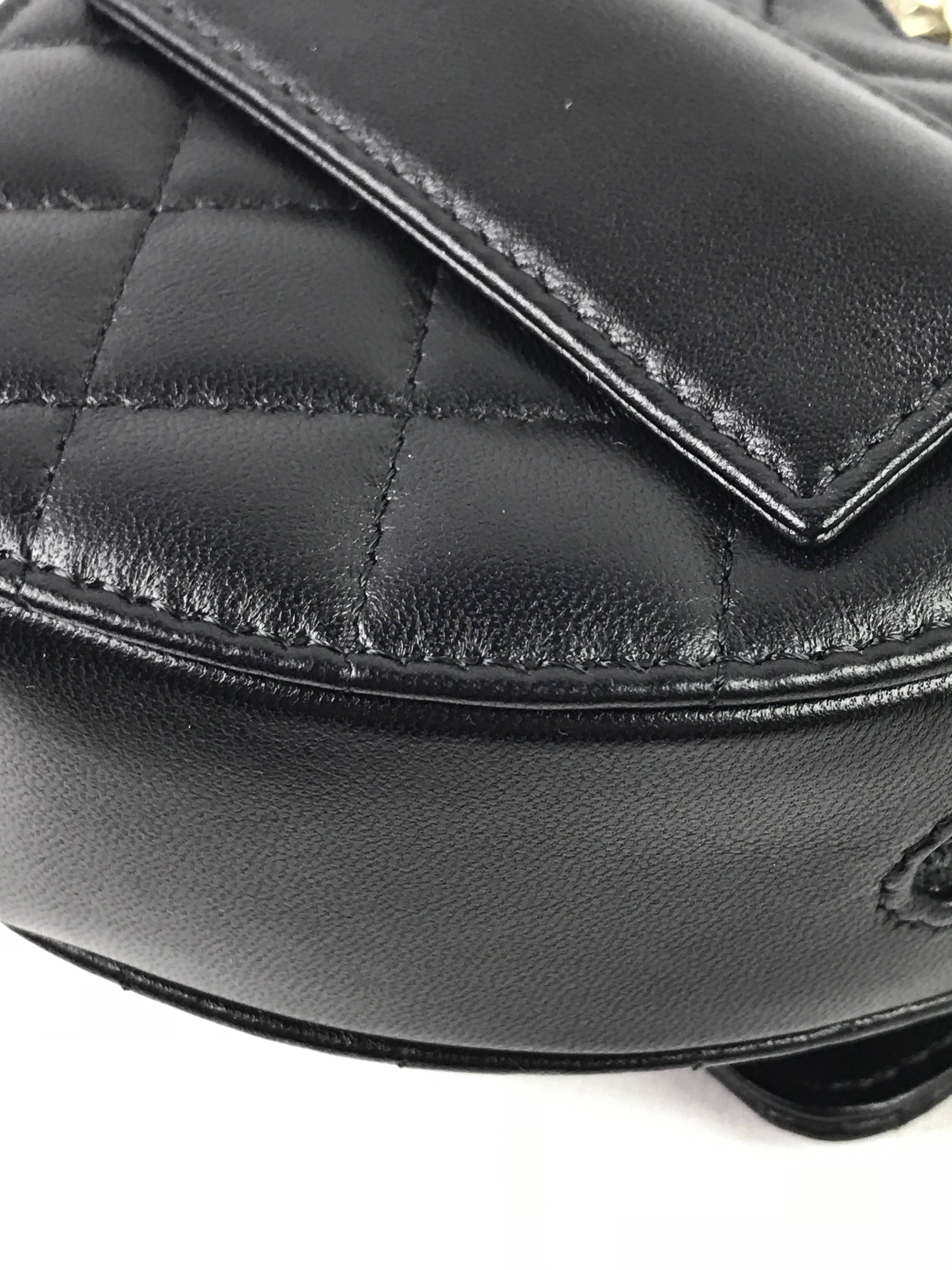 Black Quilted Lambskin Leather Mini Heart Belt Bag w/GHW