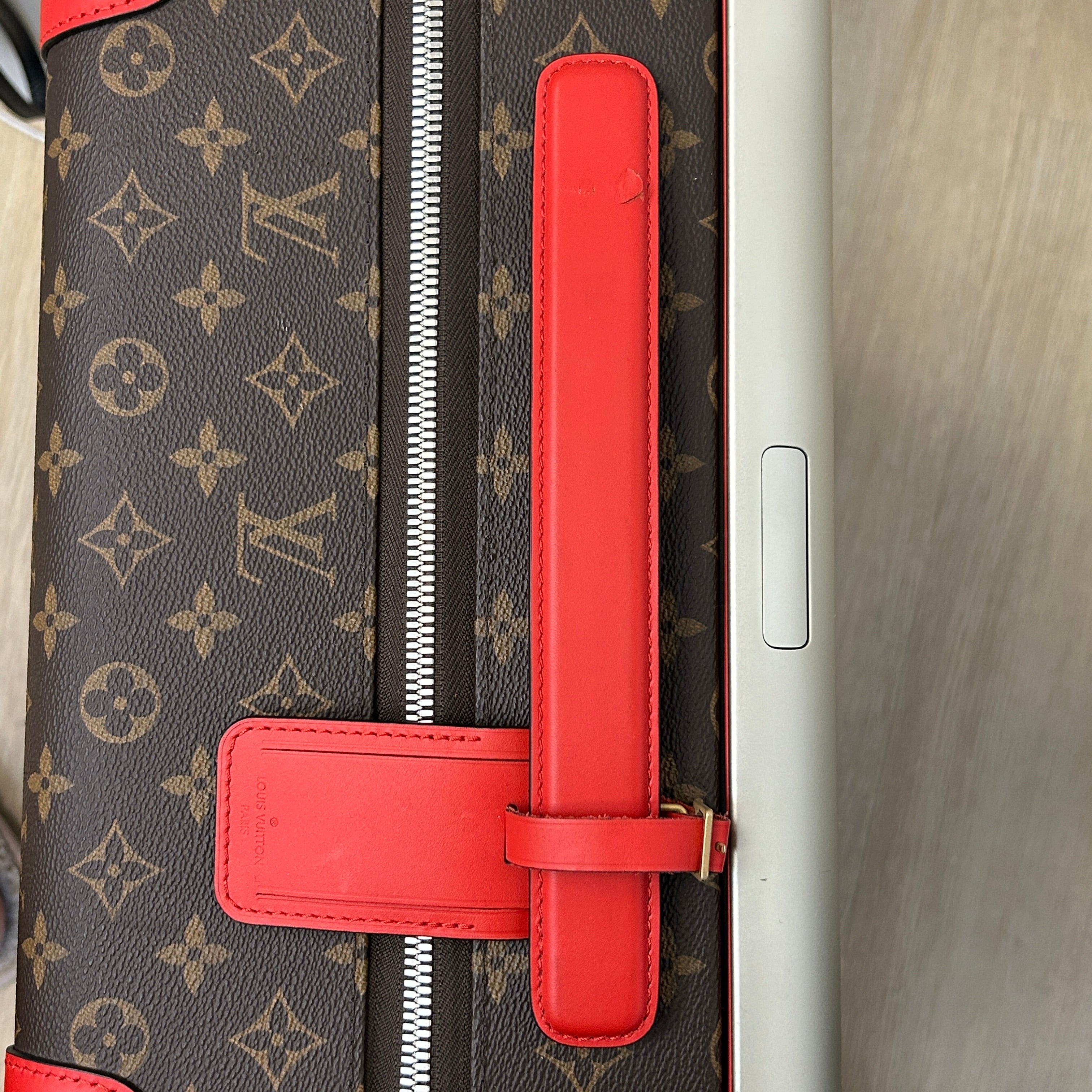 Monogram Canvas/Red Leather Horizon 55 Rolling Suitcase - Haute Classics