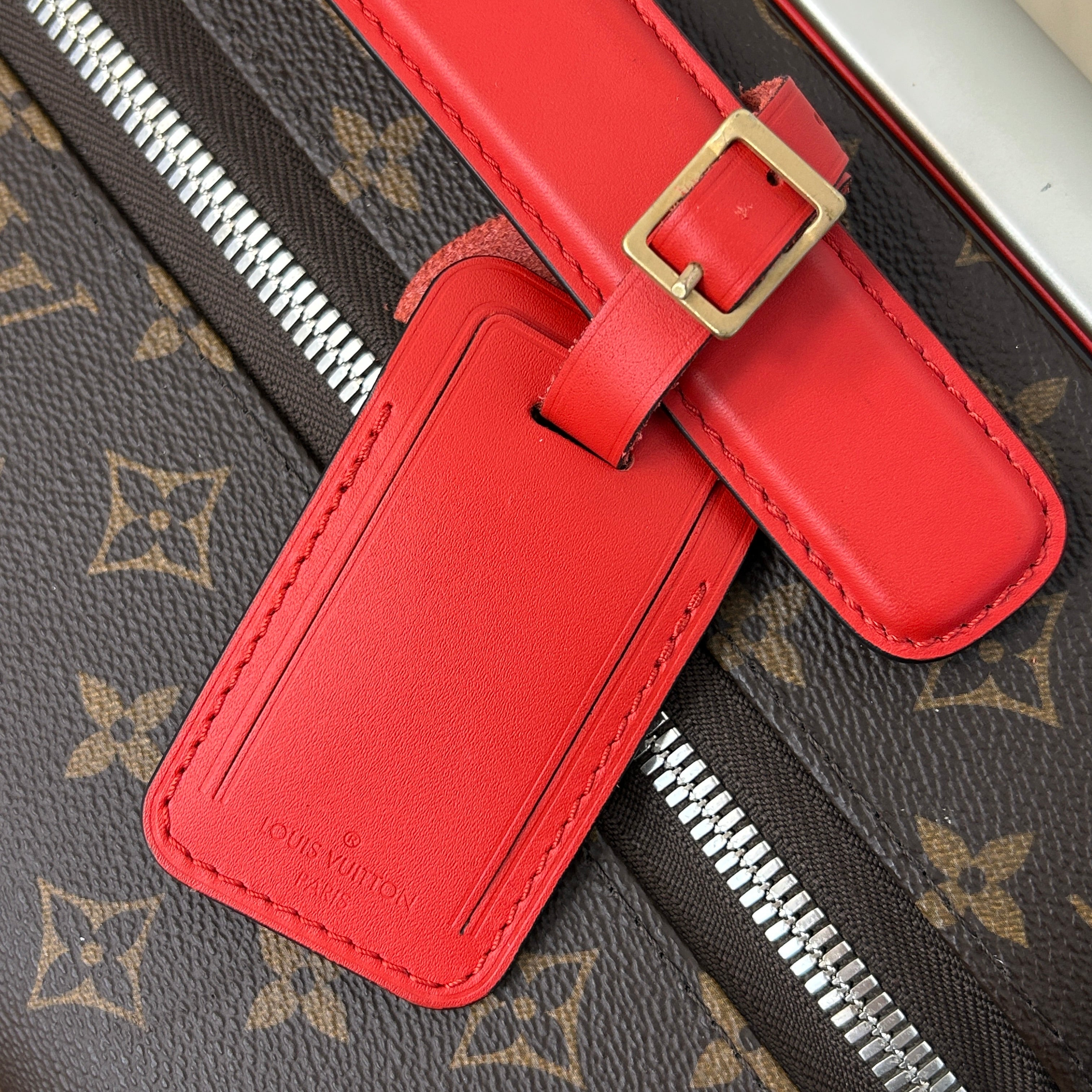 Monogram Canvas/Red Leather Horizon 55 Rolling Suitcase - Haute Classics
