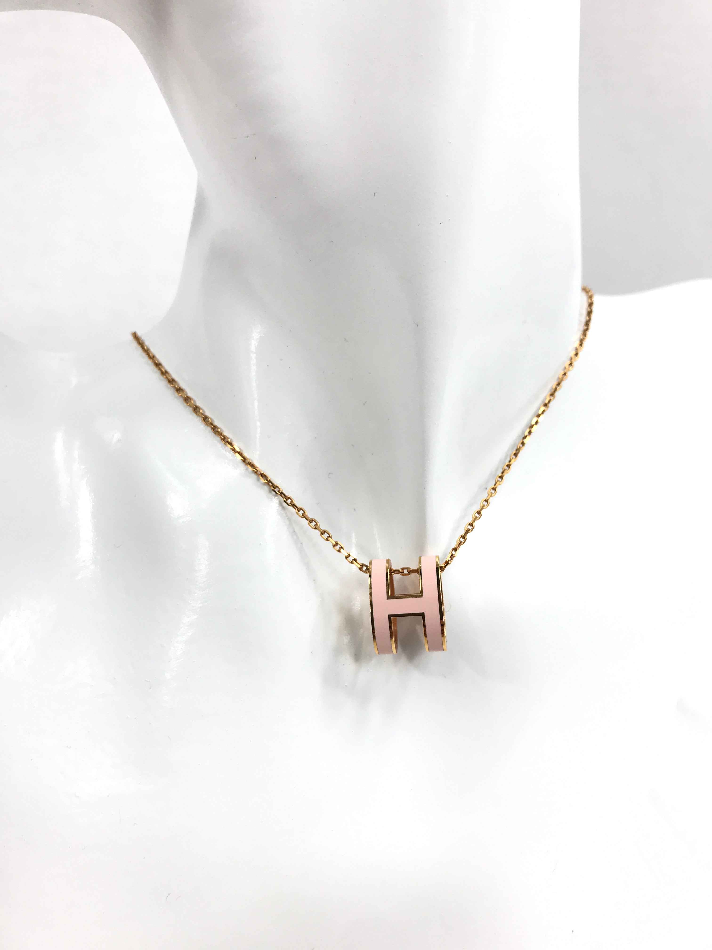 Rose Dragee Enamel H Pop Rose Gold Necklace