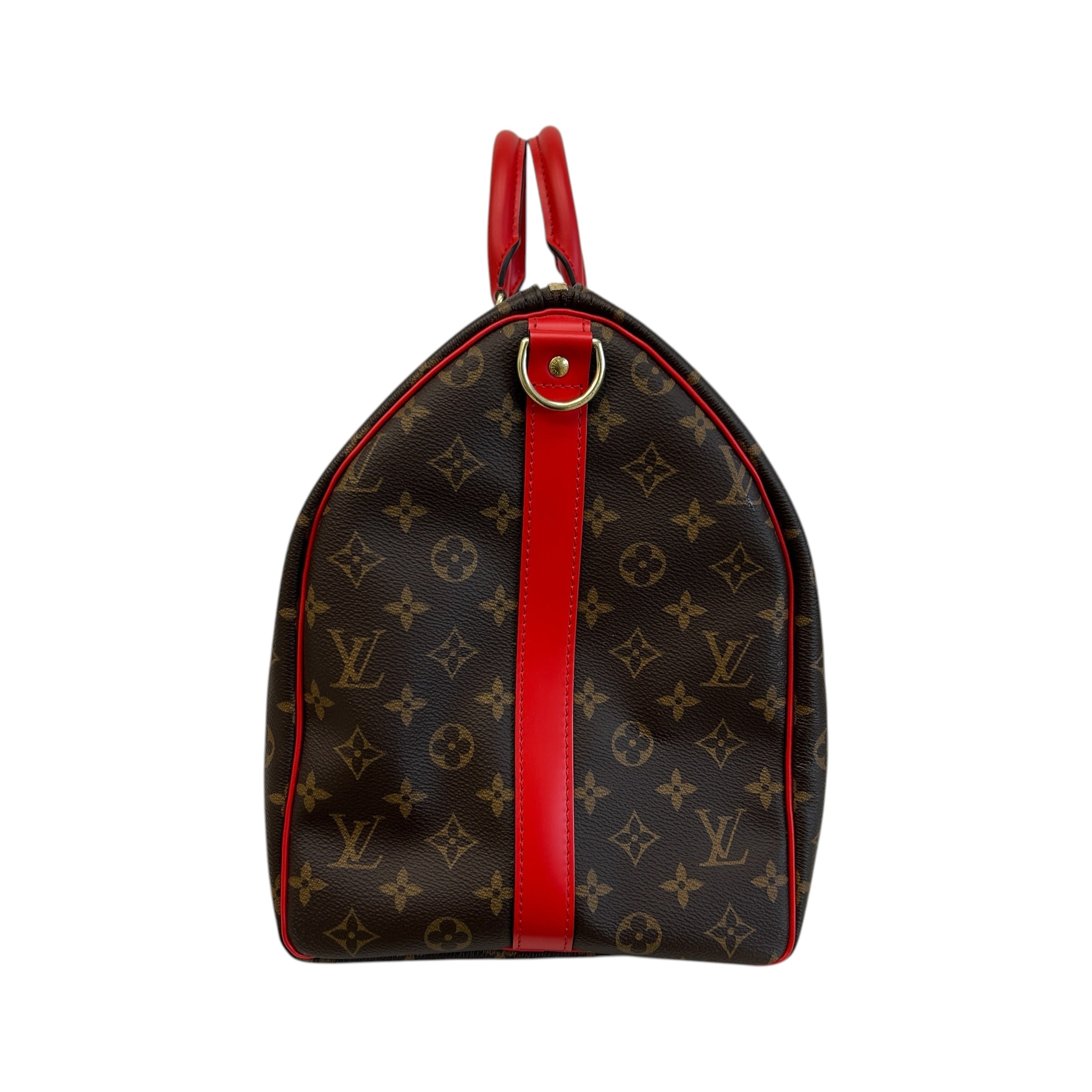 Monogram Canvas/Red Leather Keepall Bandouliere 50 Bag - Haute Classics