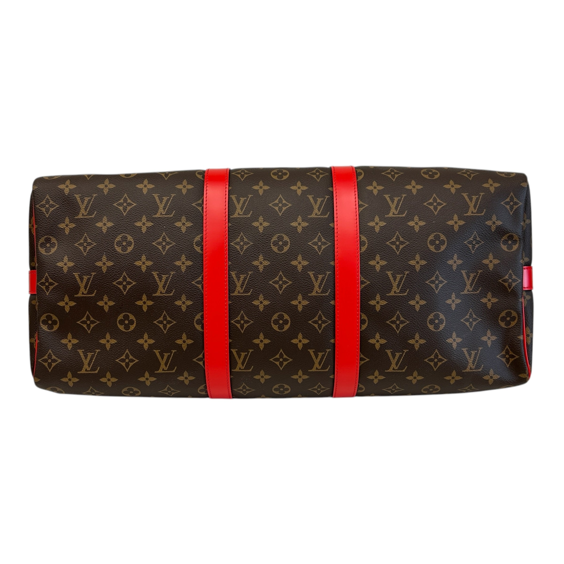 Monogram Canvas/Red Leather Keepall Bandouliere 50 Bag - Haute Classics