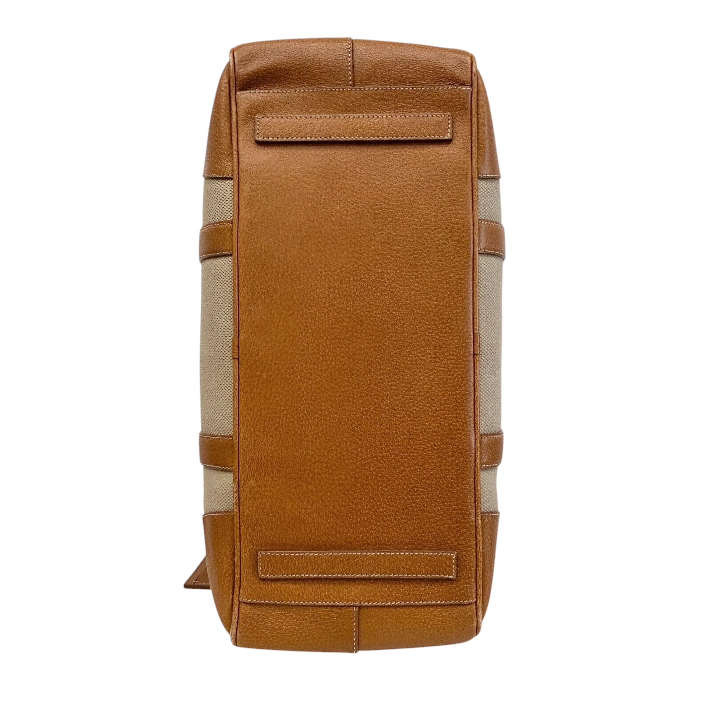 Canvas/Brown Leather Duffle Bag - Haute Classics