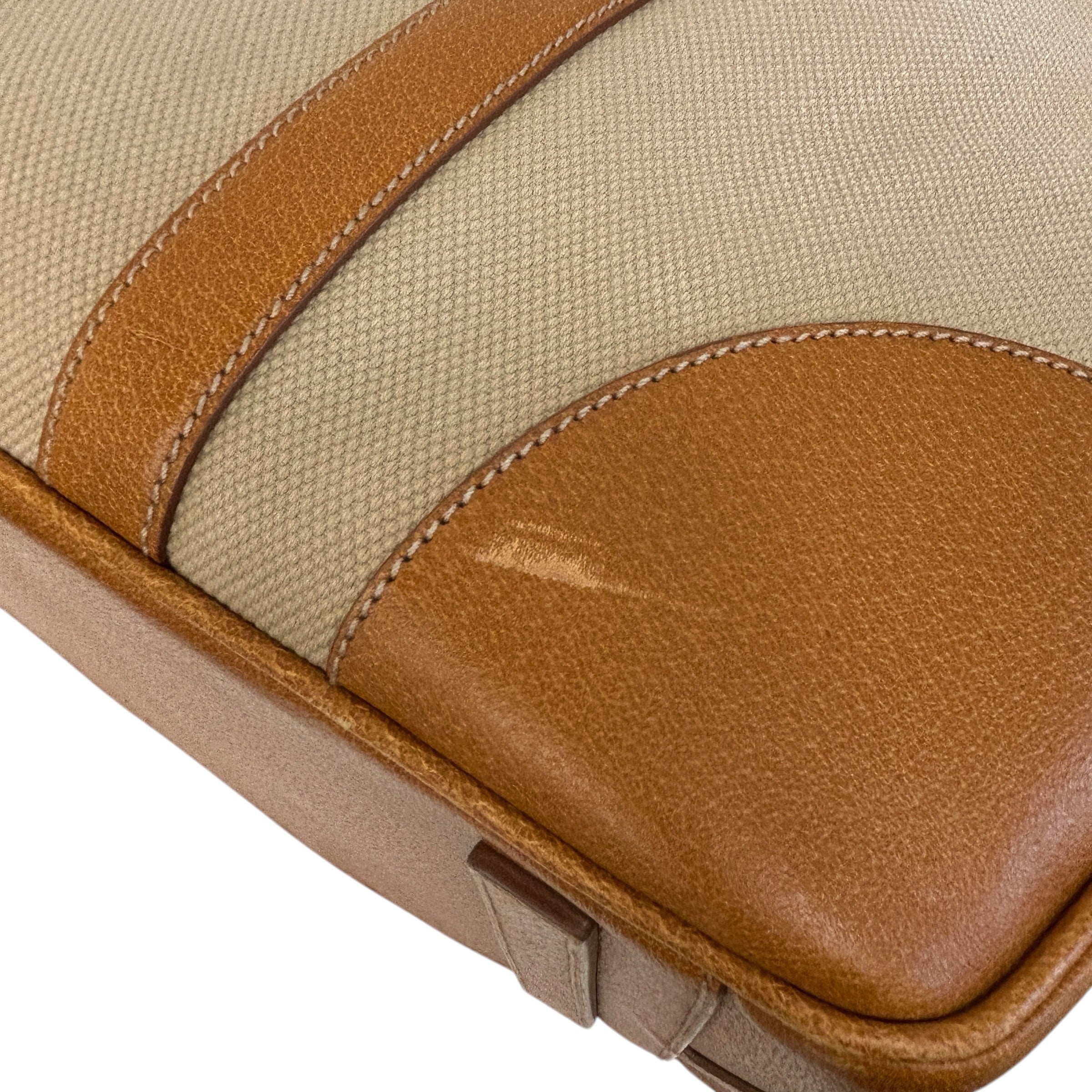 Canvas/Brown Leather Duffle Bag - Haute Classics