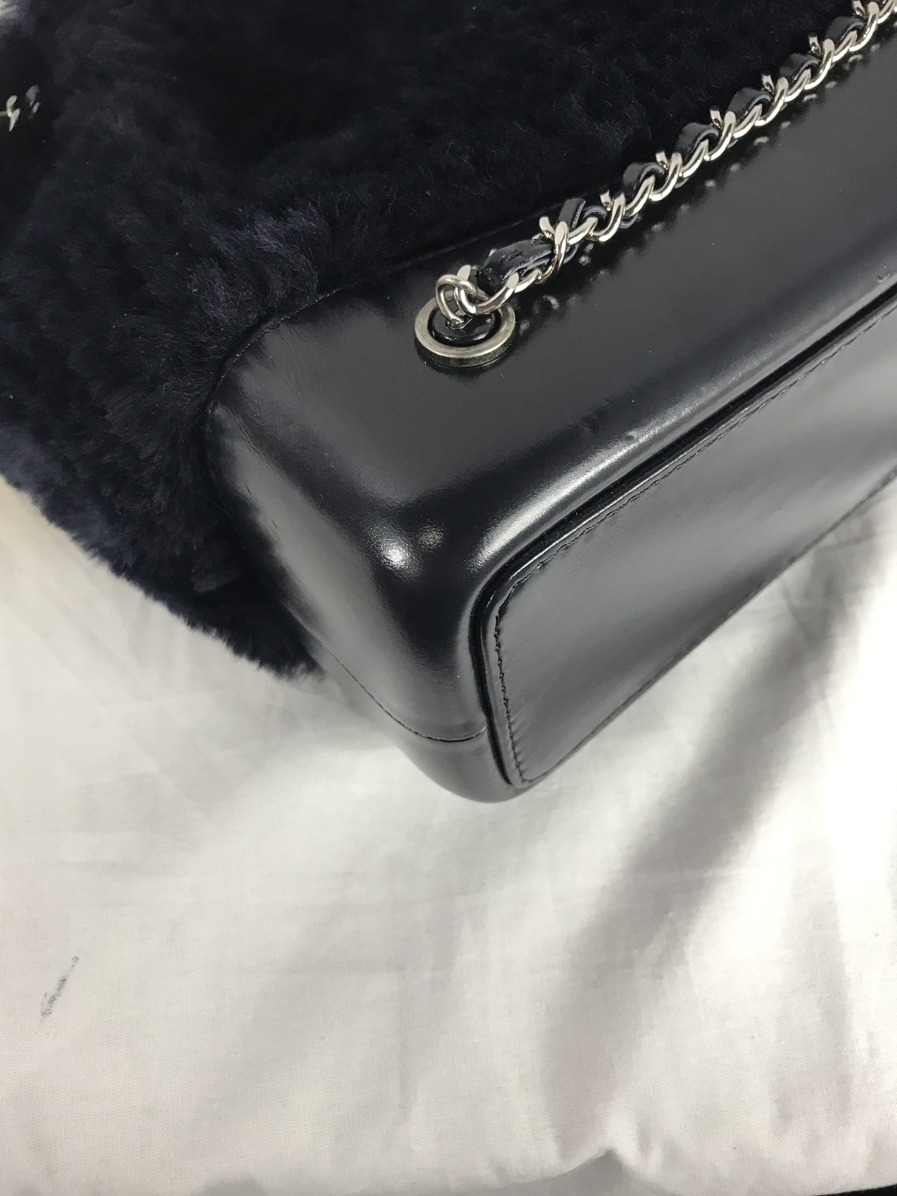 Chanel Navy Shearling/ Aged Calfskin Leather Gabrielle Backpack w/ AGHW/RHW/GHW