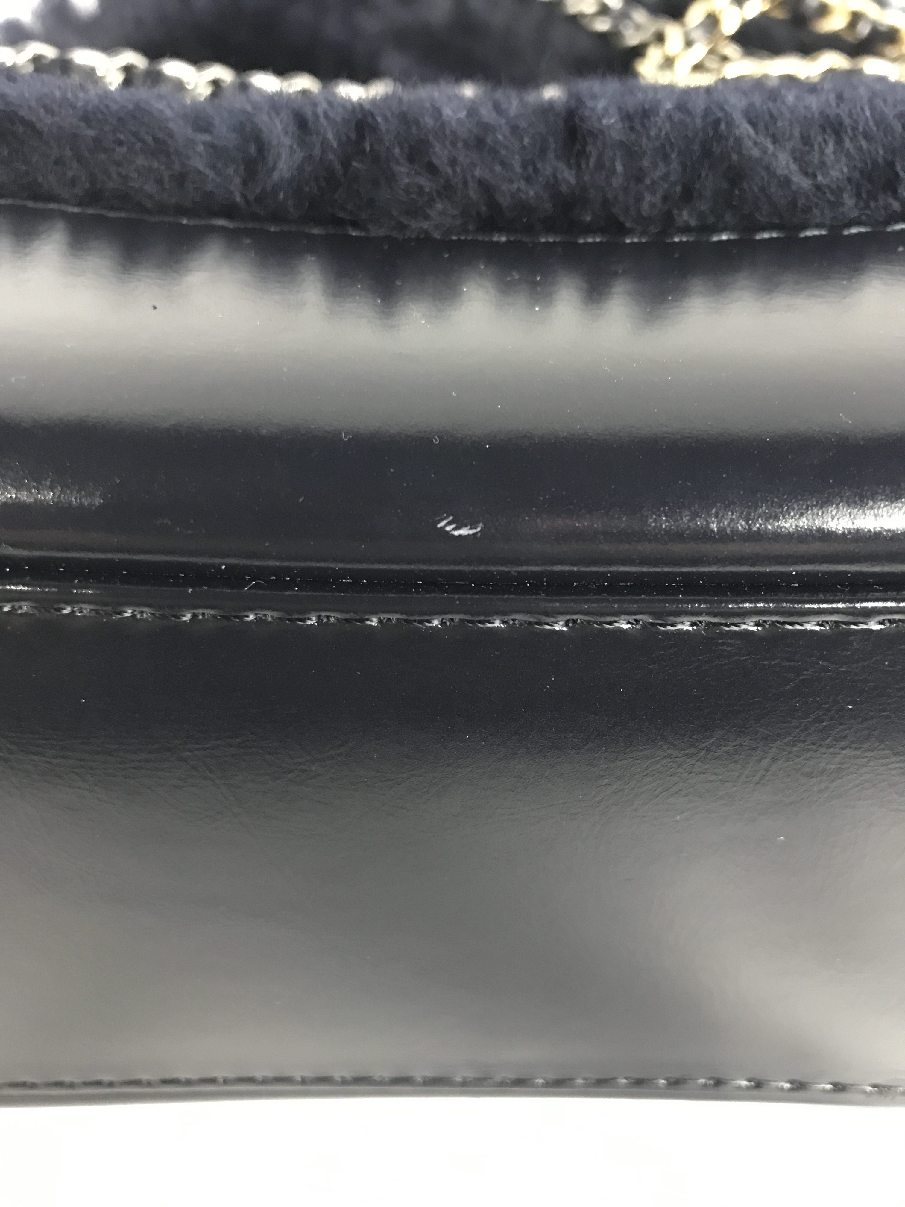 Chanel Navy Shearling/ Aged Calfskin Leather Gabrielle Backpack w/ AGHW/RHW/GHW