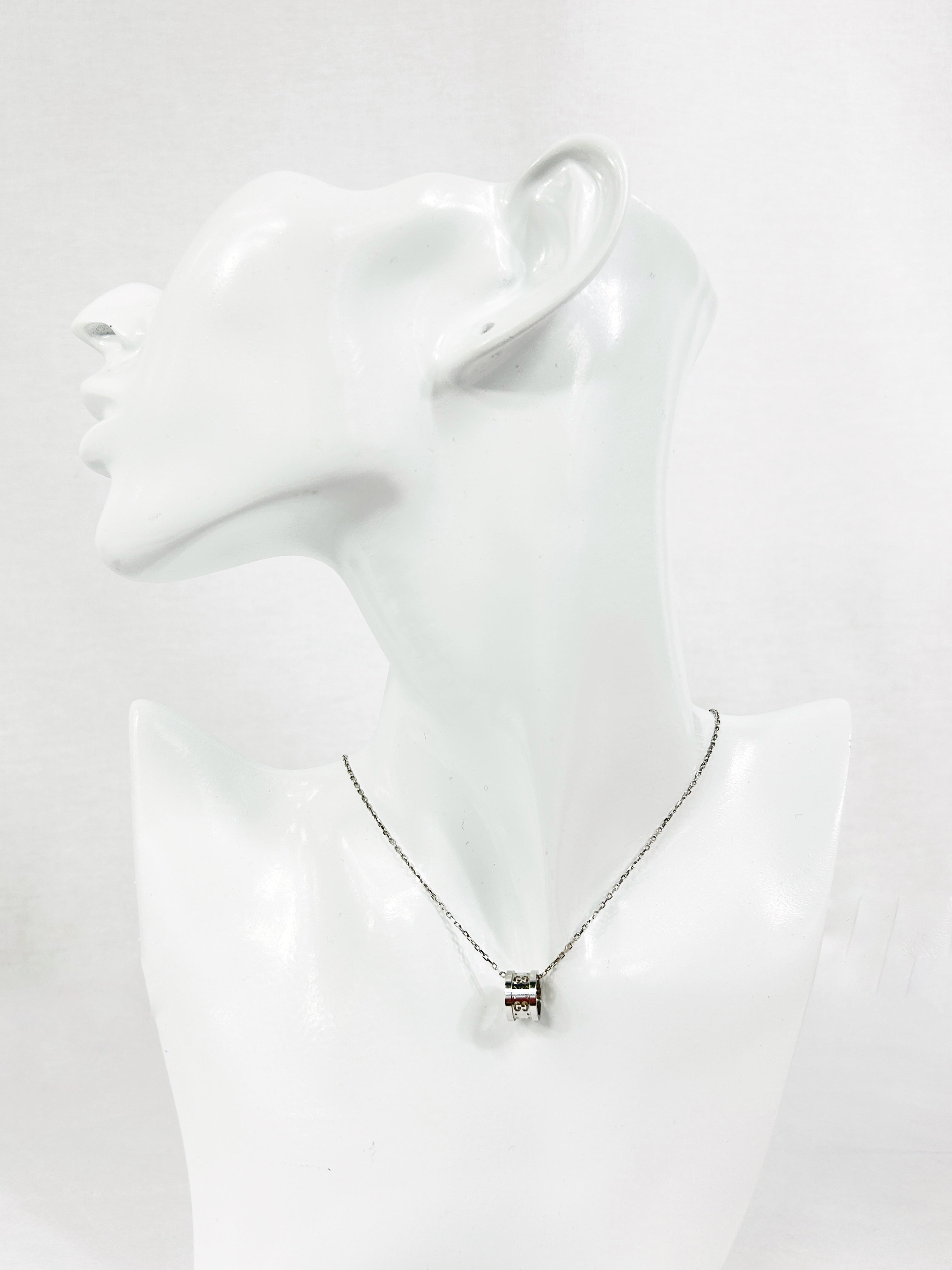 Monogram 18K White Gold Icon Ring Pendant Necklace