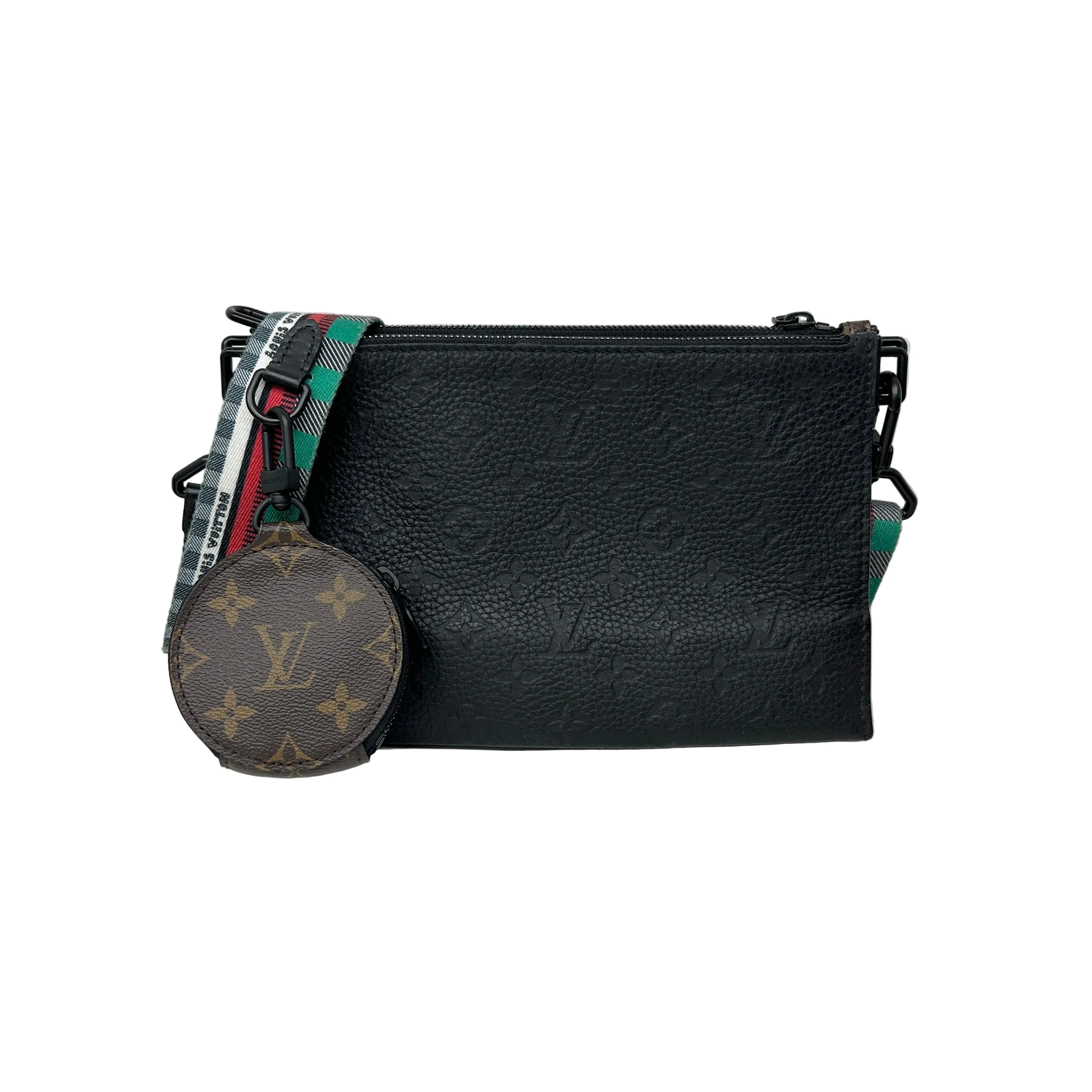 Black Taurillon Leather Monogram Canvas Trio Messenger Bag - Haute Classics