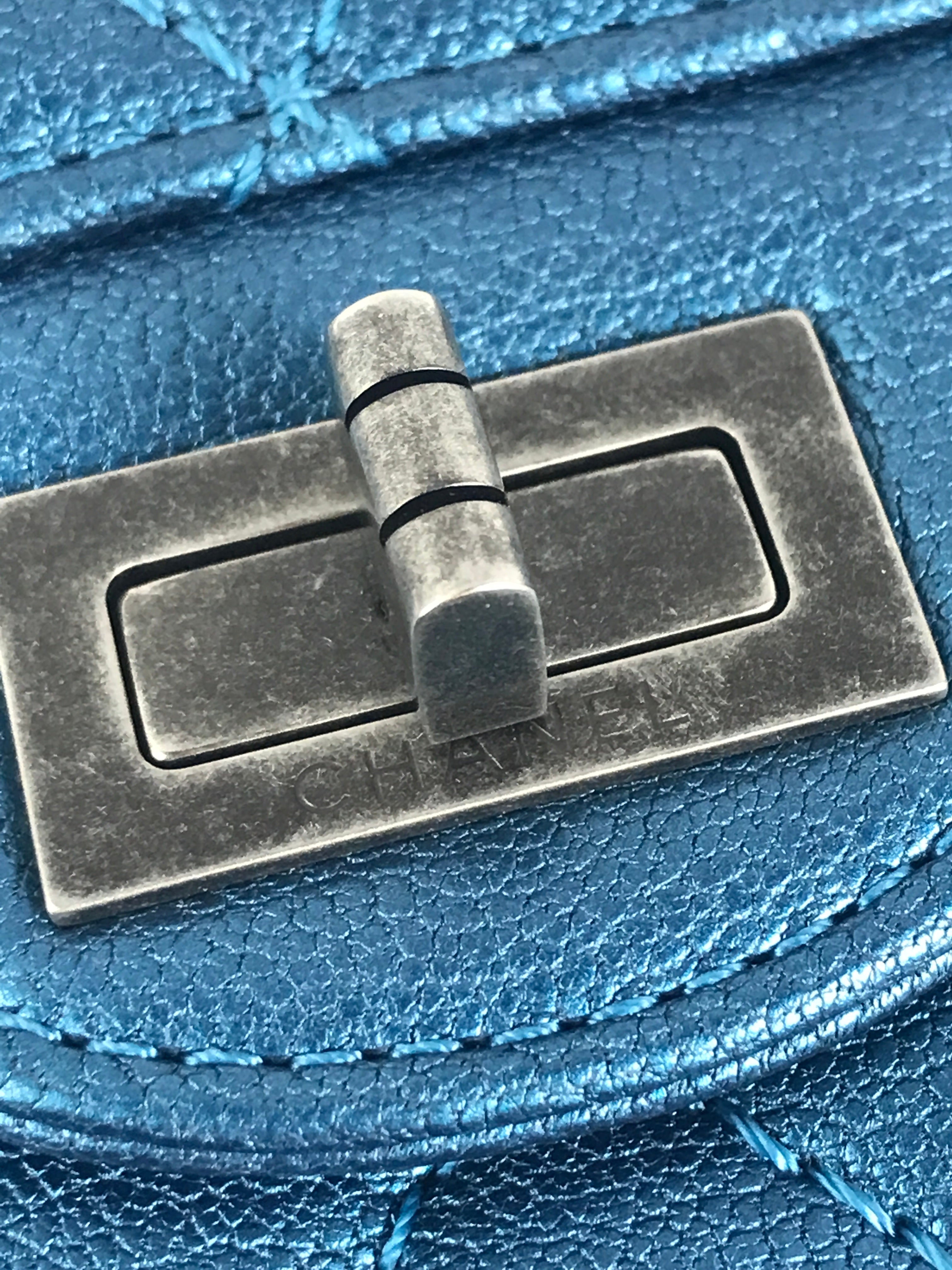 Blue Iridescent Quilted Mini Reissue W/RHW