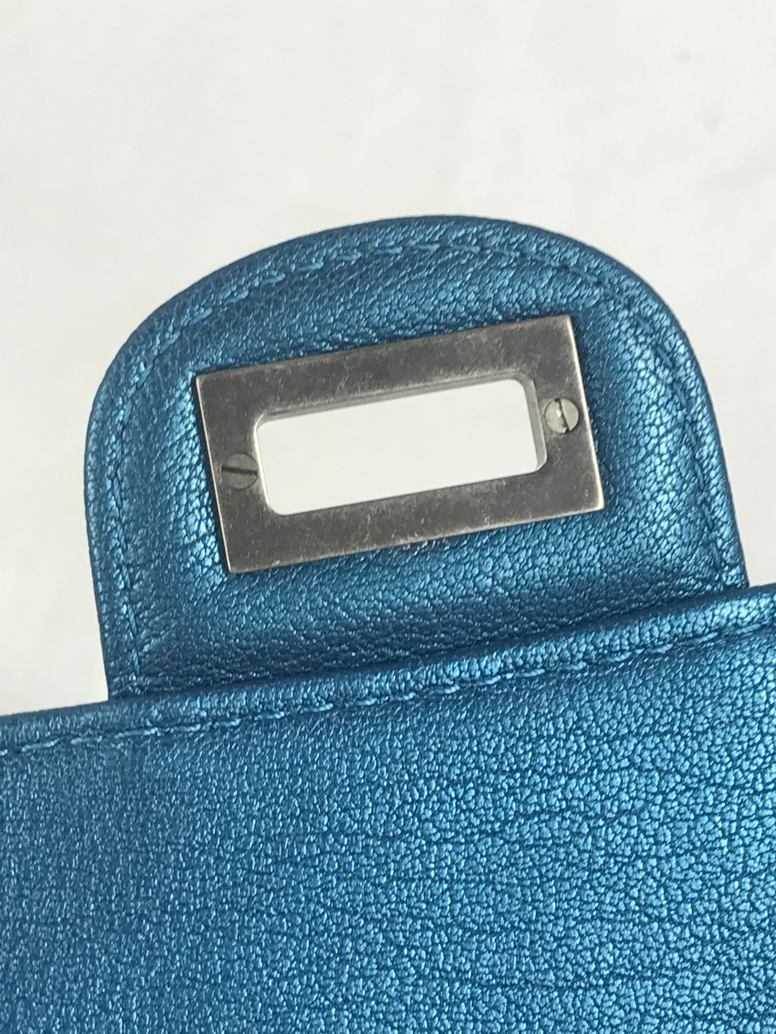 Blue Iridescent Quilted Mini Reissue W/RHW