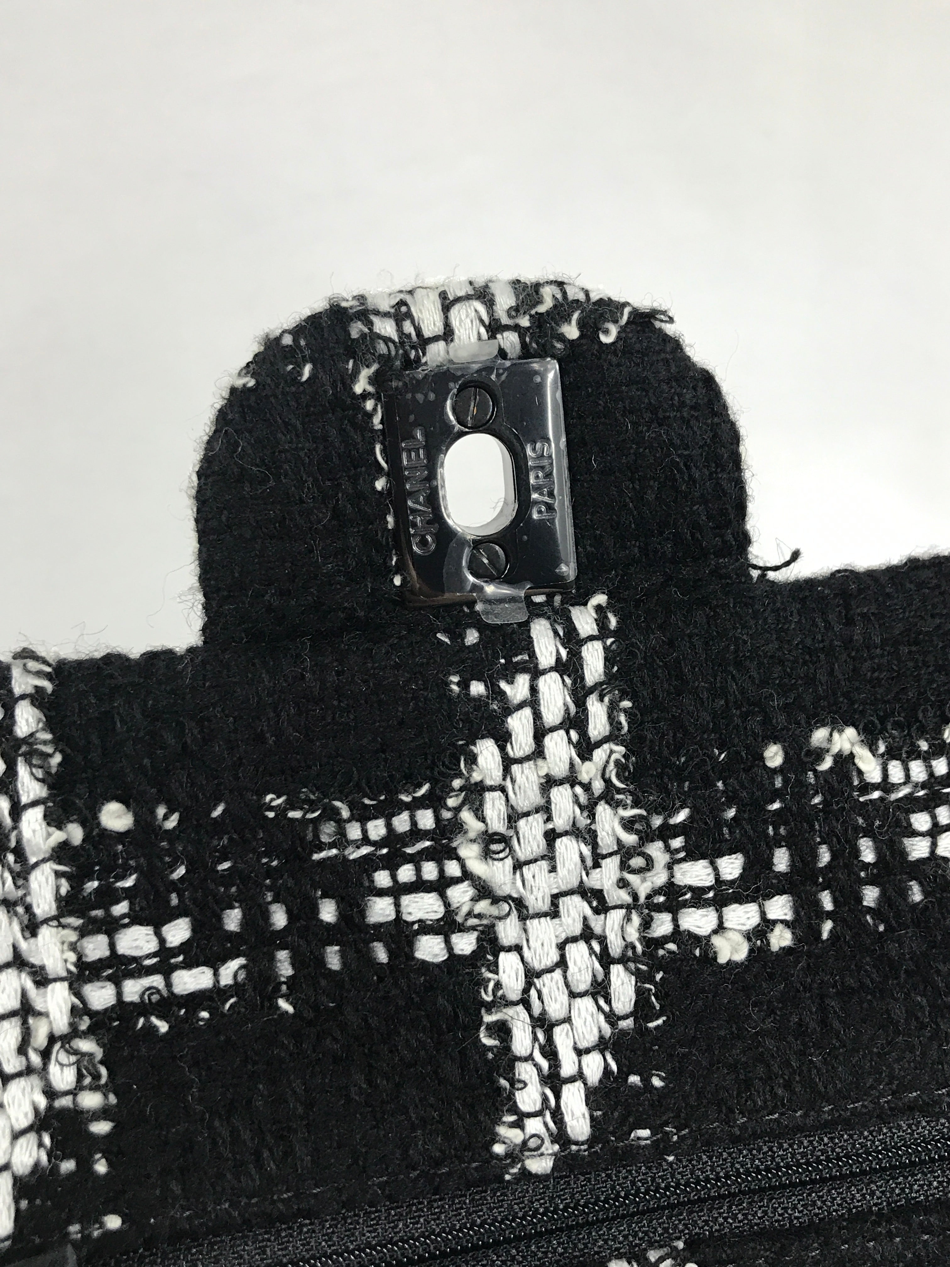 Black/White Tweed Double Flap Medium So Black Bag