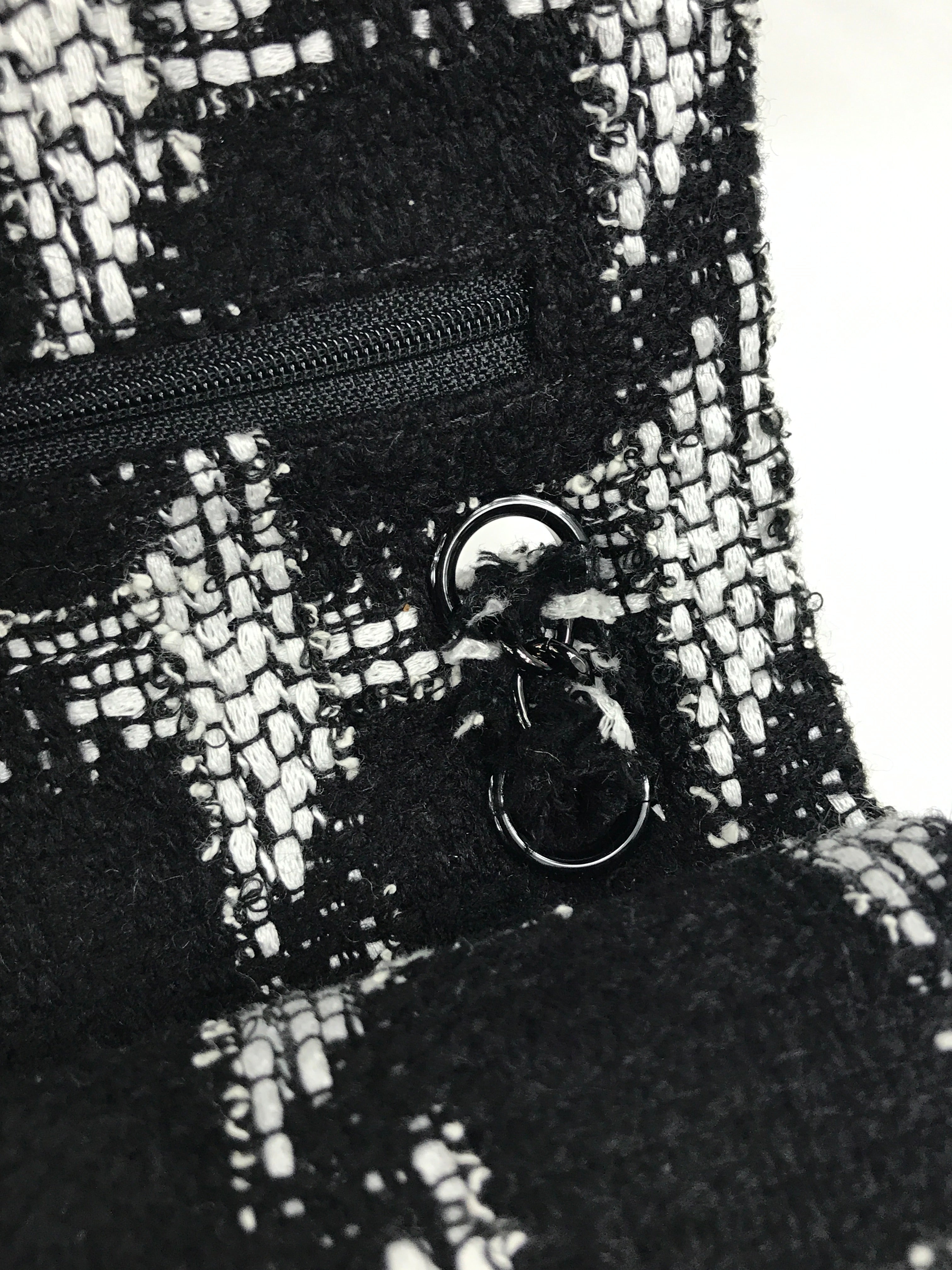 Black/White Tweed Double Flap Medium So Black Bag