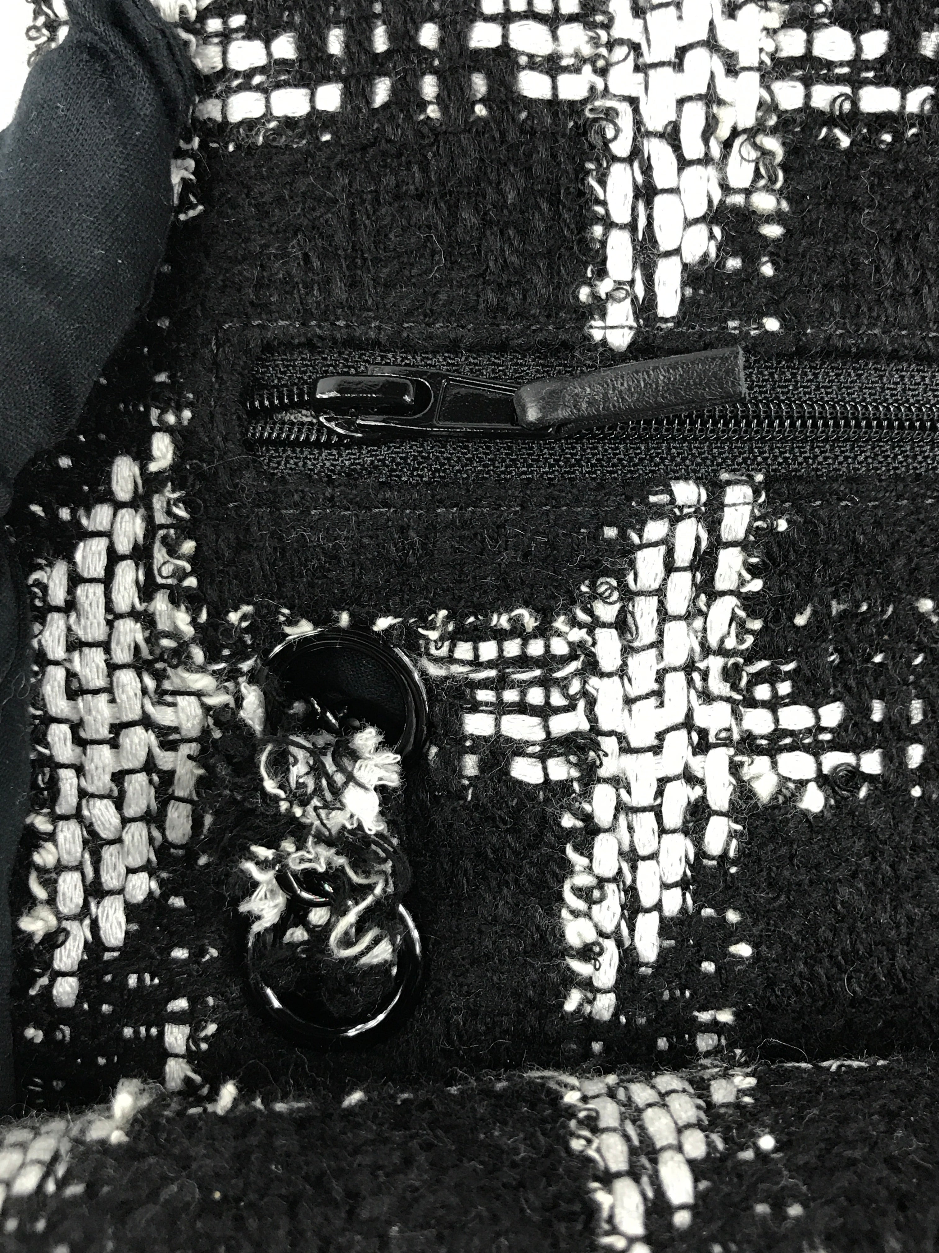 Black/White Tweed Double Flap Medium So Black Bag