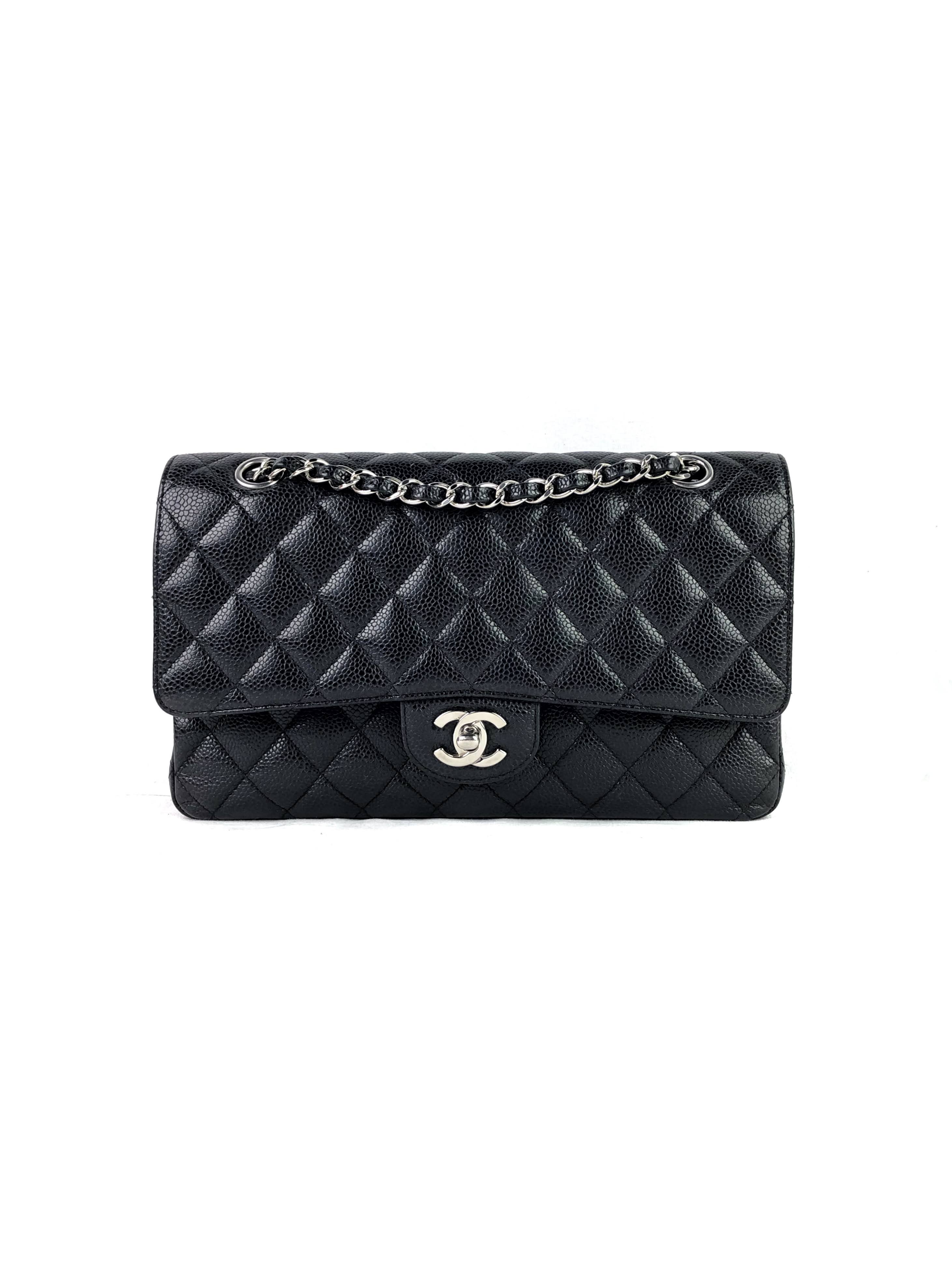 Black Caviar Double Flap Medium Bag w/SHW