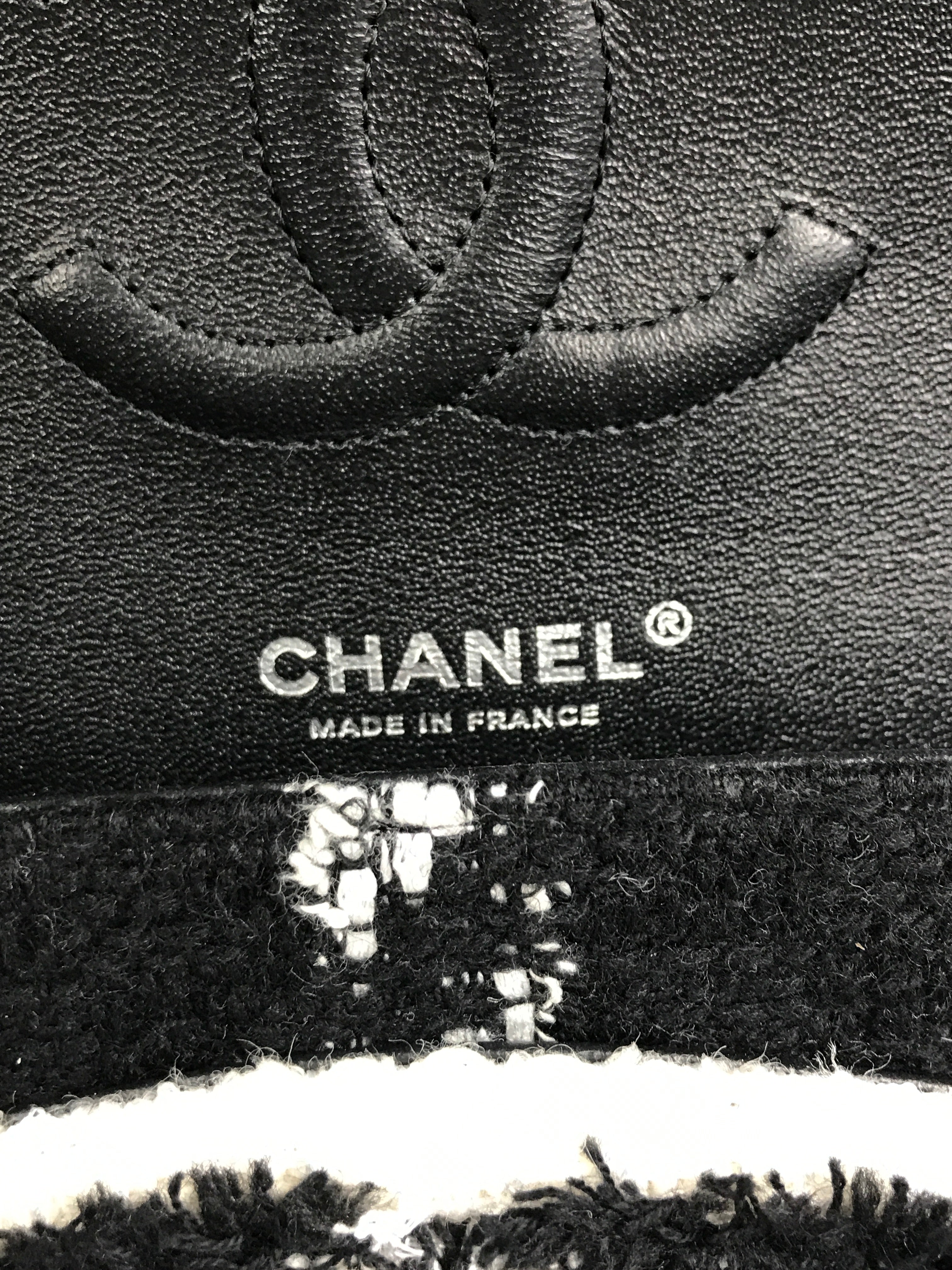 Black/White Tweed Double Flap Medium So Black Bag