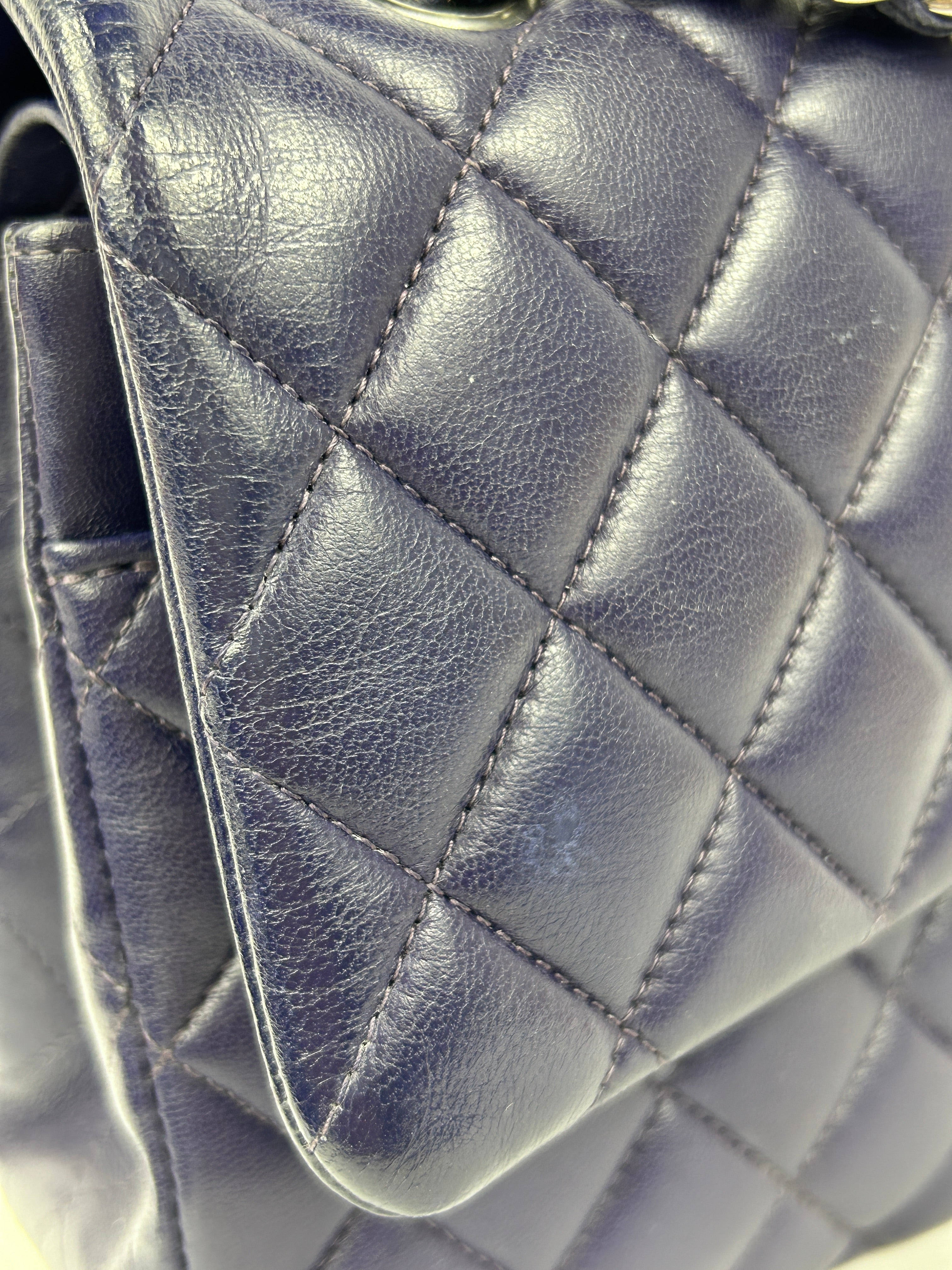 Purple Quilted Lambskin Medium Double Flap w/SHW