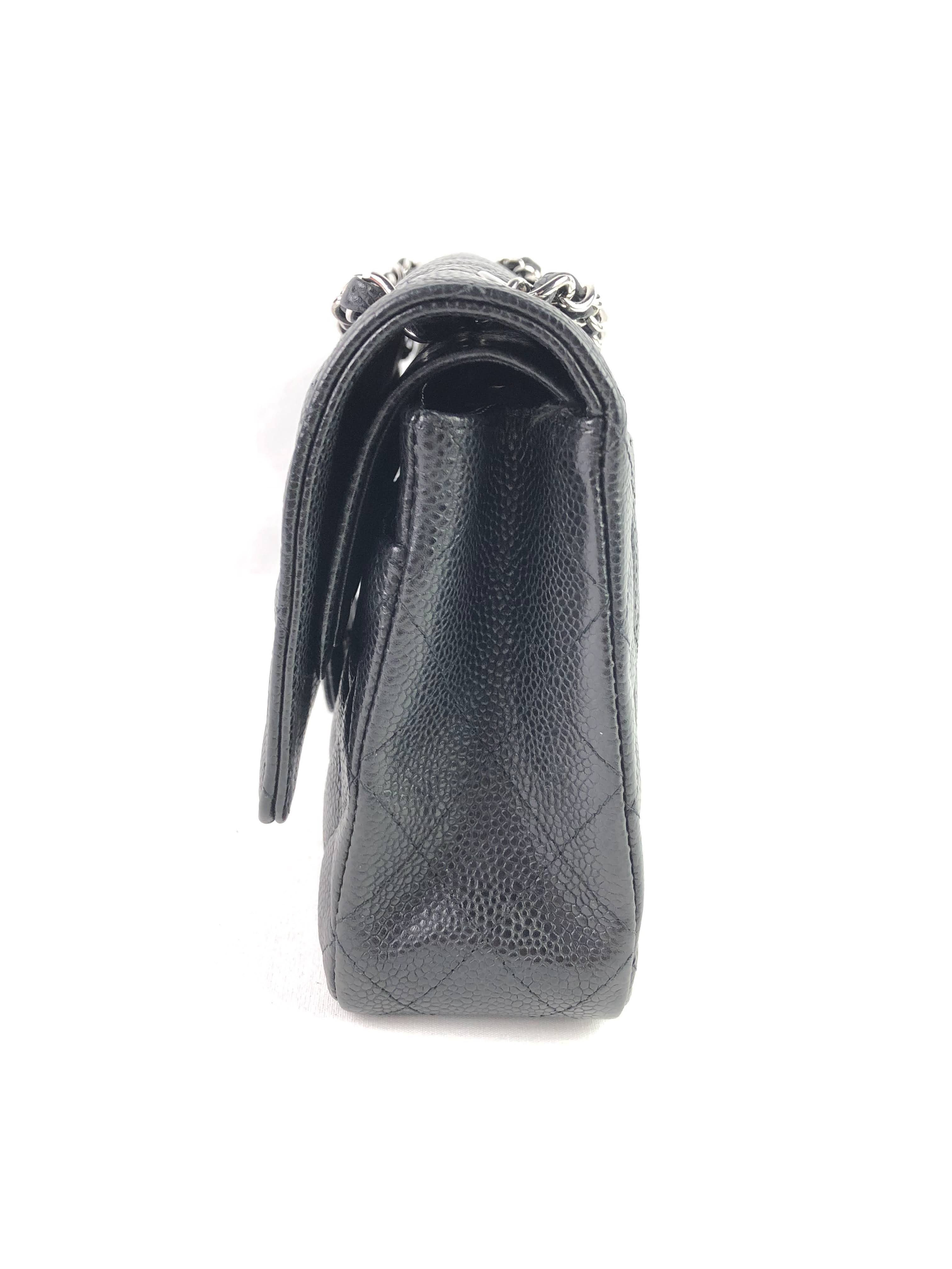 Black Caviar Double Flap Medium Bag w/SHW