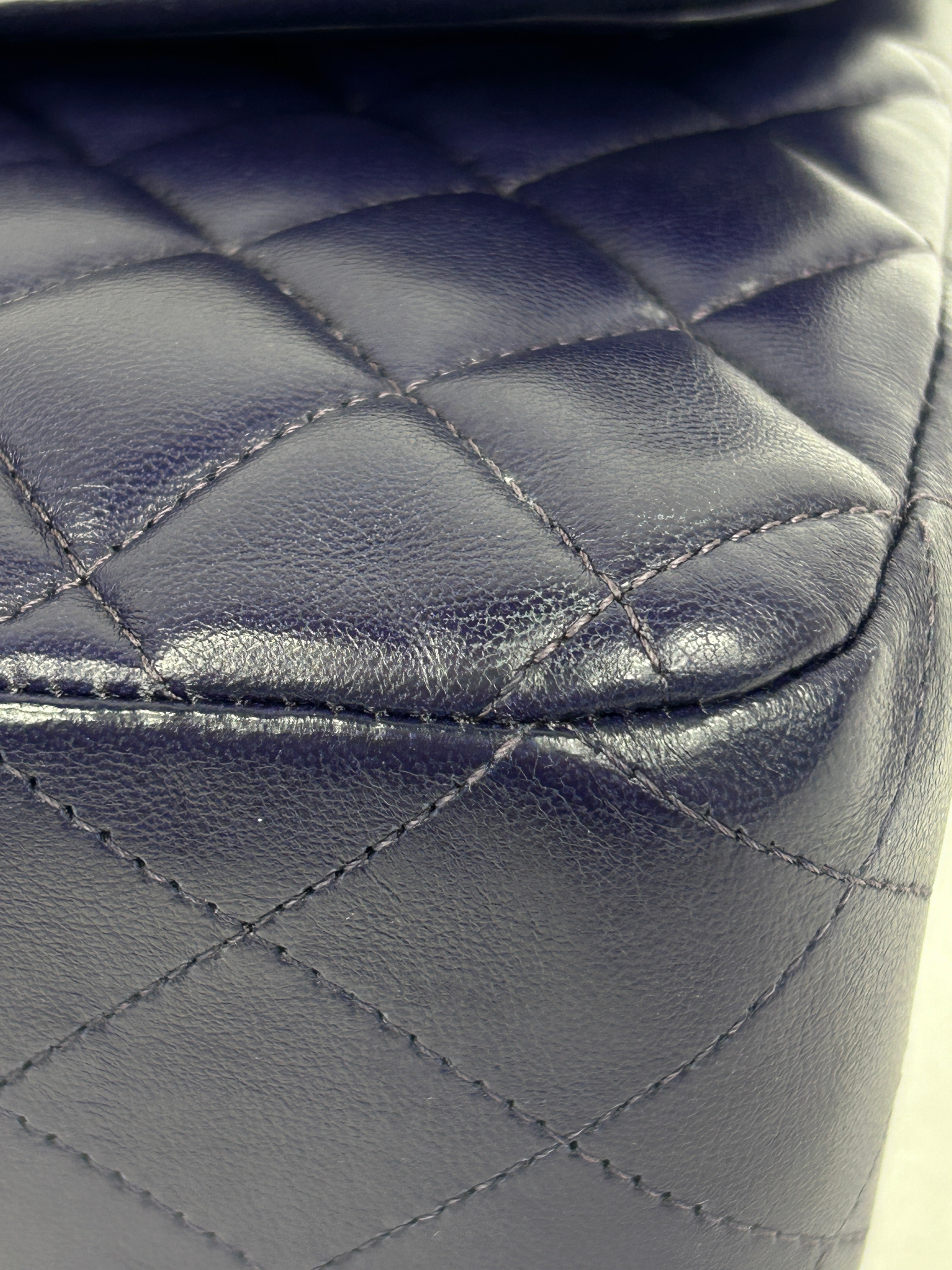 Purple Quilted Lambskin Medium Double Flap w/SHW