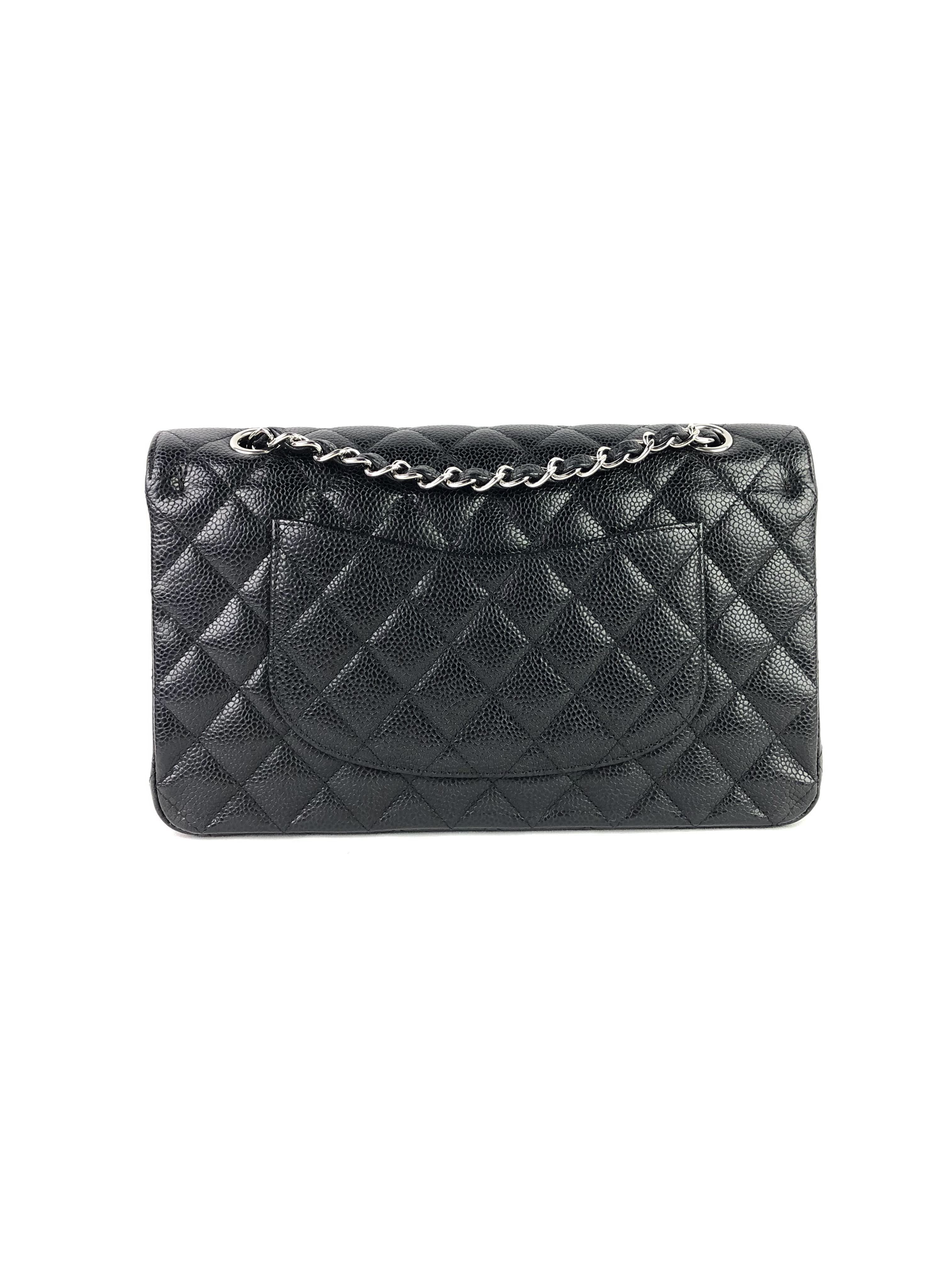 Black Caviar Double Flap Medium Bag w/SHW