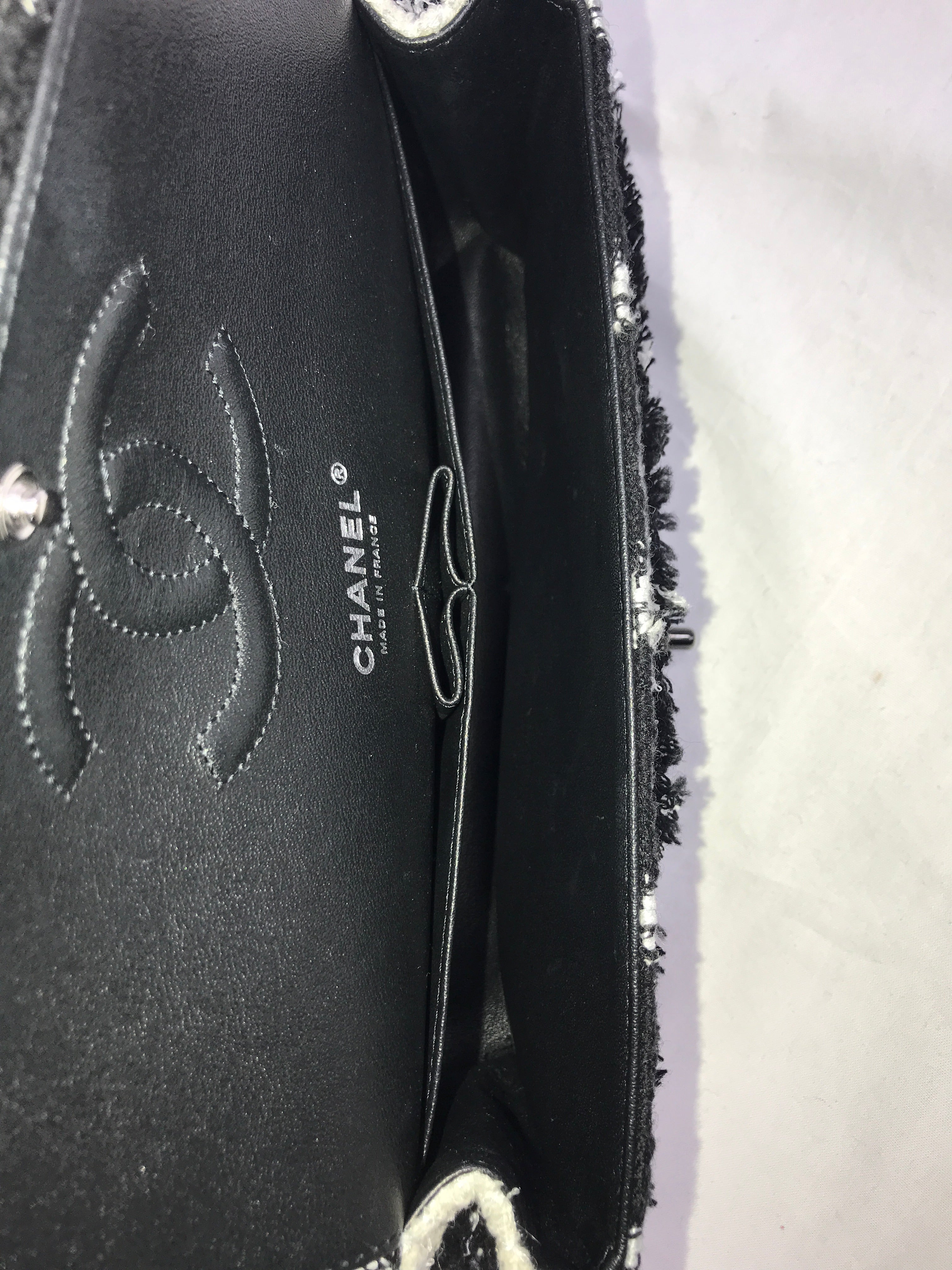Black/White Tweed Double Flap Medium So Black Bag