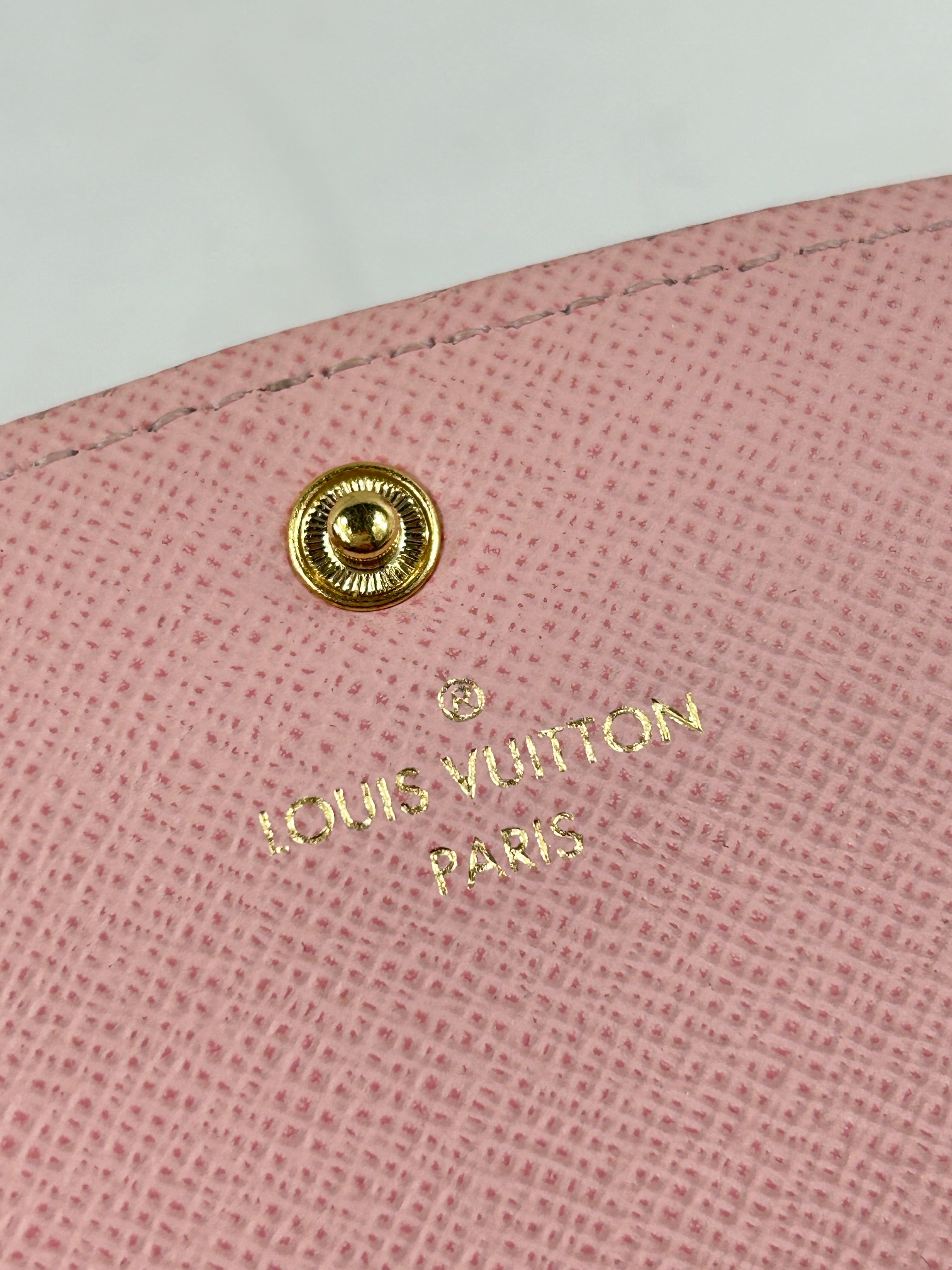 Monogram Coated Canvas Rose Ballerina Leather Emilie Long Snap Wallet