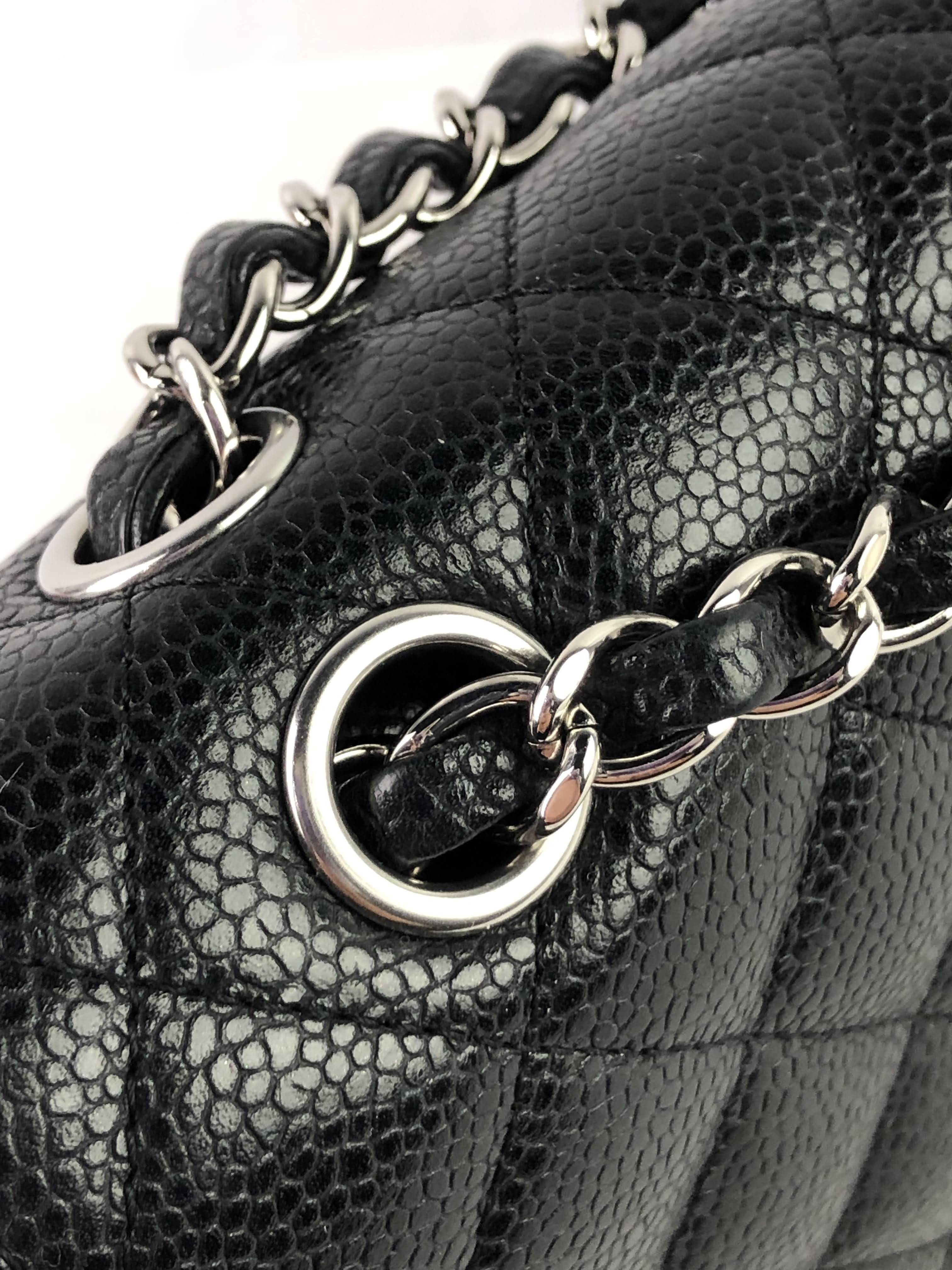 Black Caviar Double Flap Medium Bag w/SHW