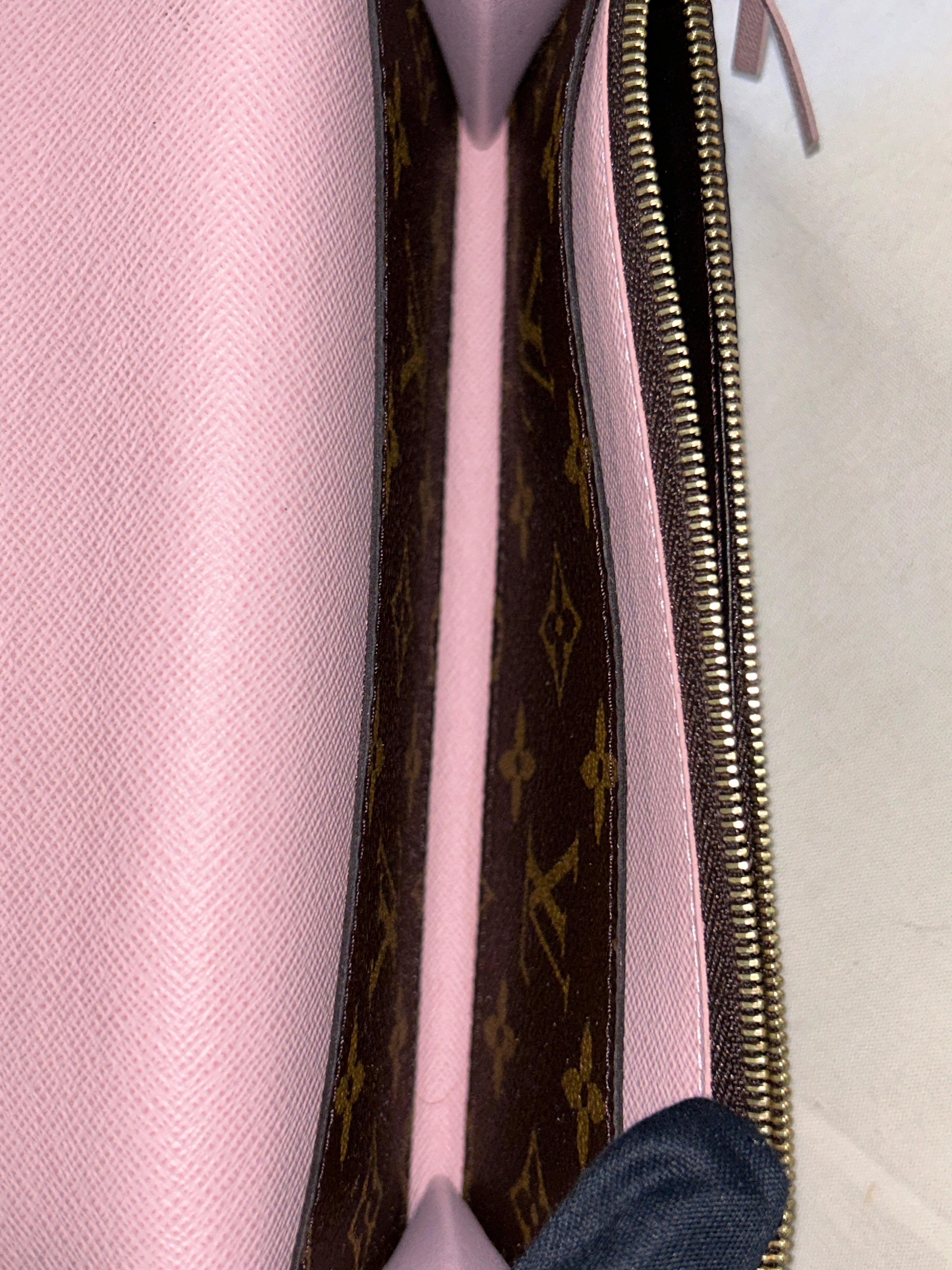 Monogram Coated Canvas Rose Ballerina Leather Emilie Long Snap Wallet