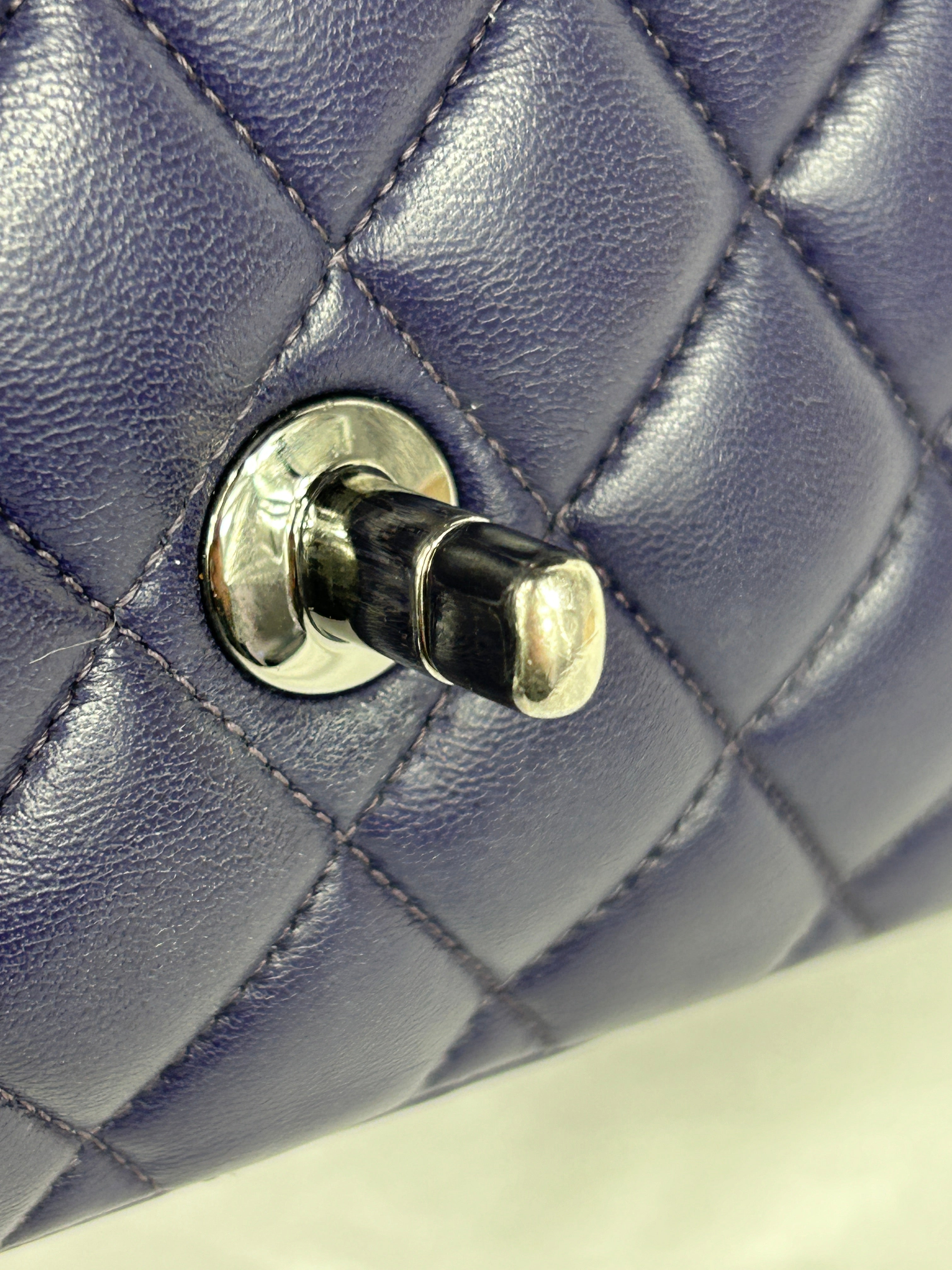 Purple Quilted Lambskin Medium Double Flap w/SHW