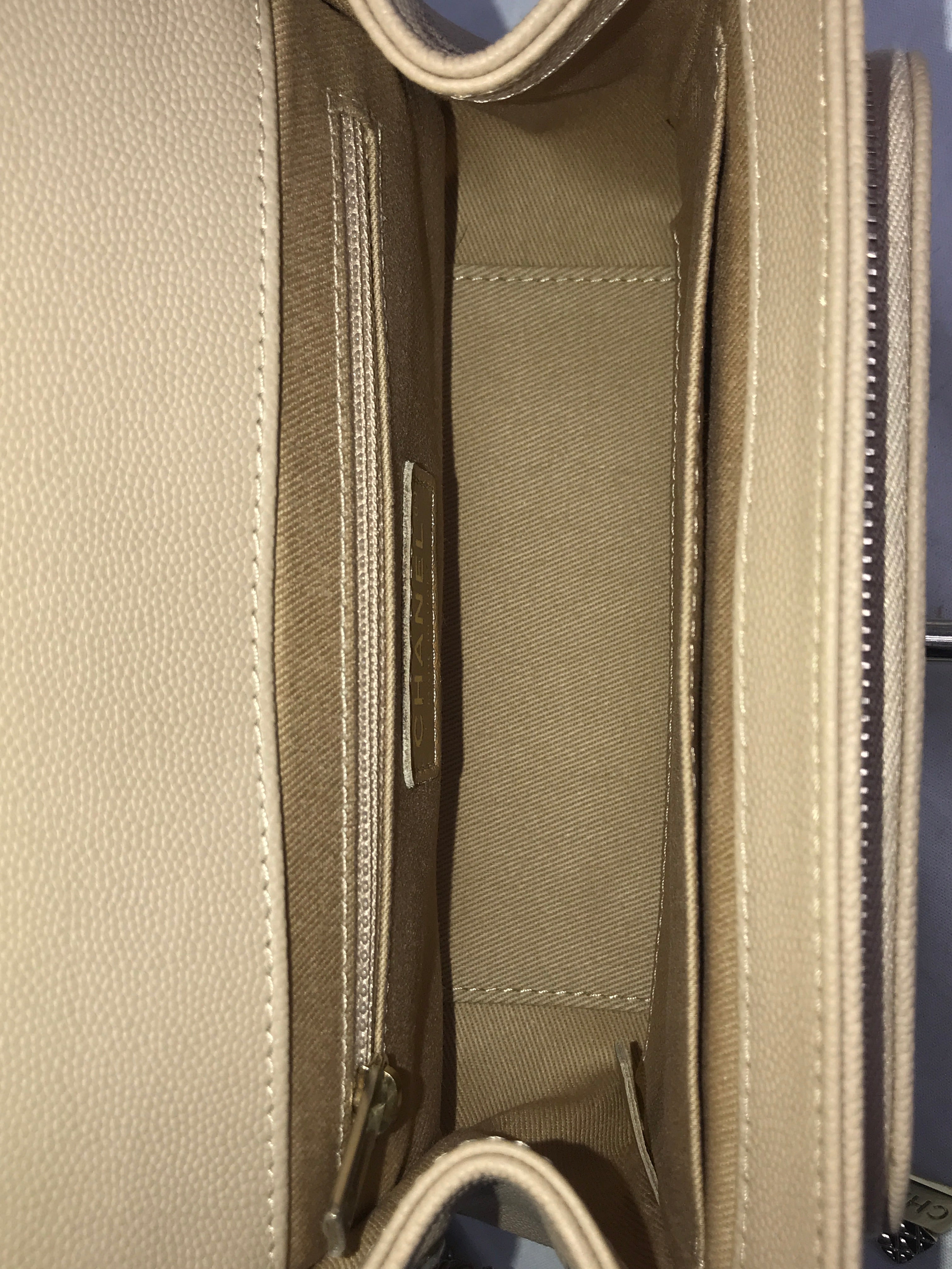 Beige Caviar Quilted Calfskin Small Business Affinity Flap Bag W/GHW