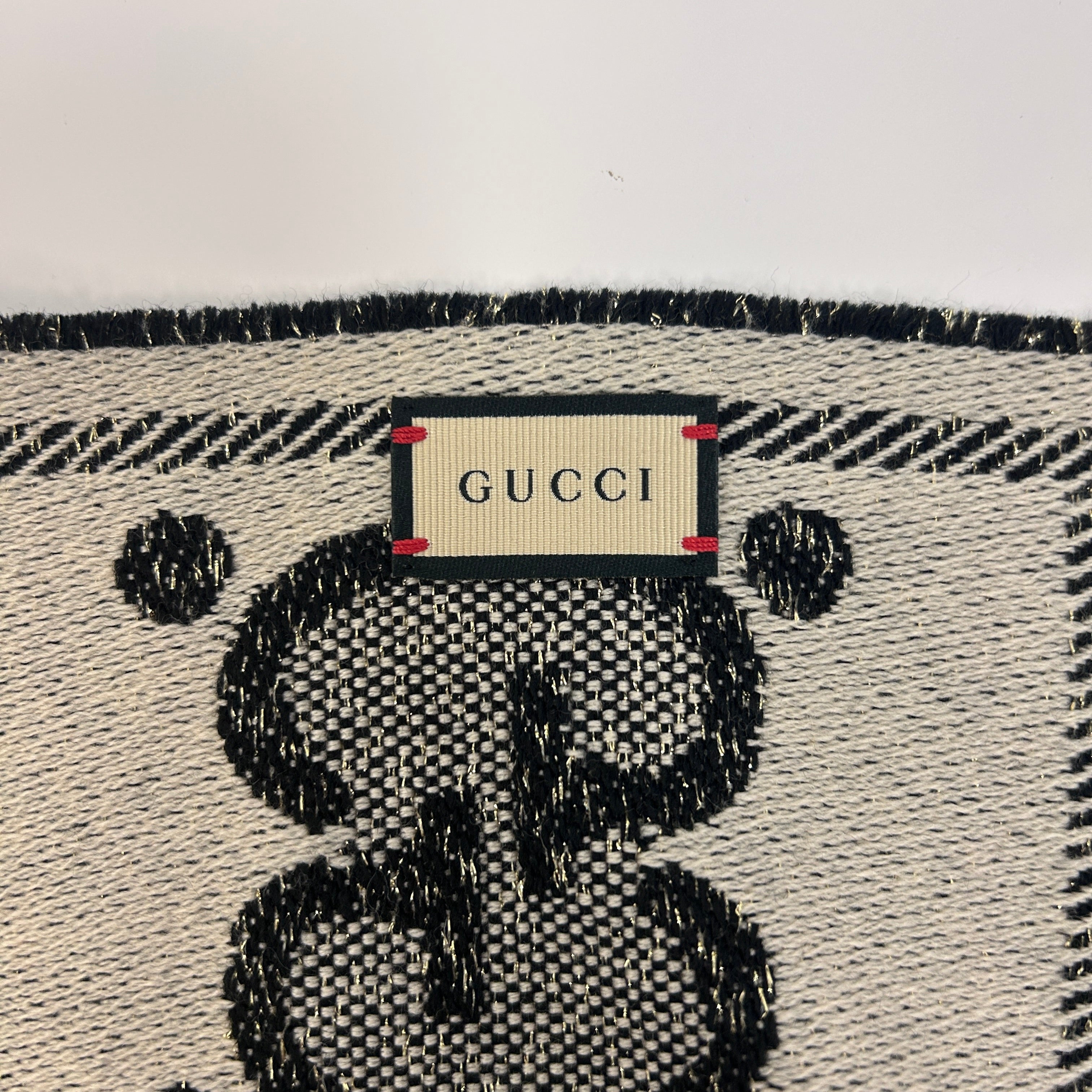 Grey/Beige/Gold GG Jacquard Wool Scarf