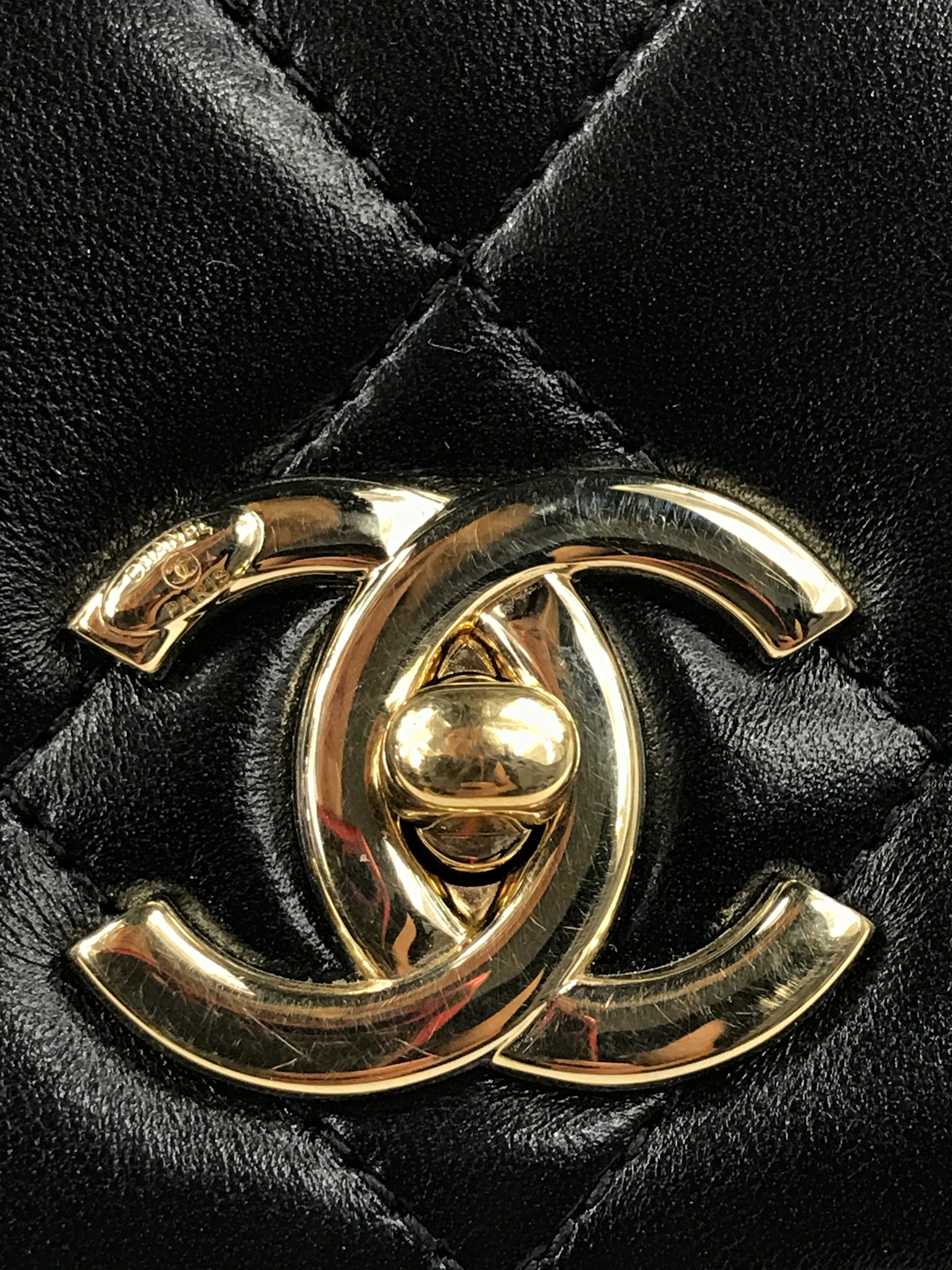 Black Lambskin Quilted Small Trendy W/GHW