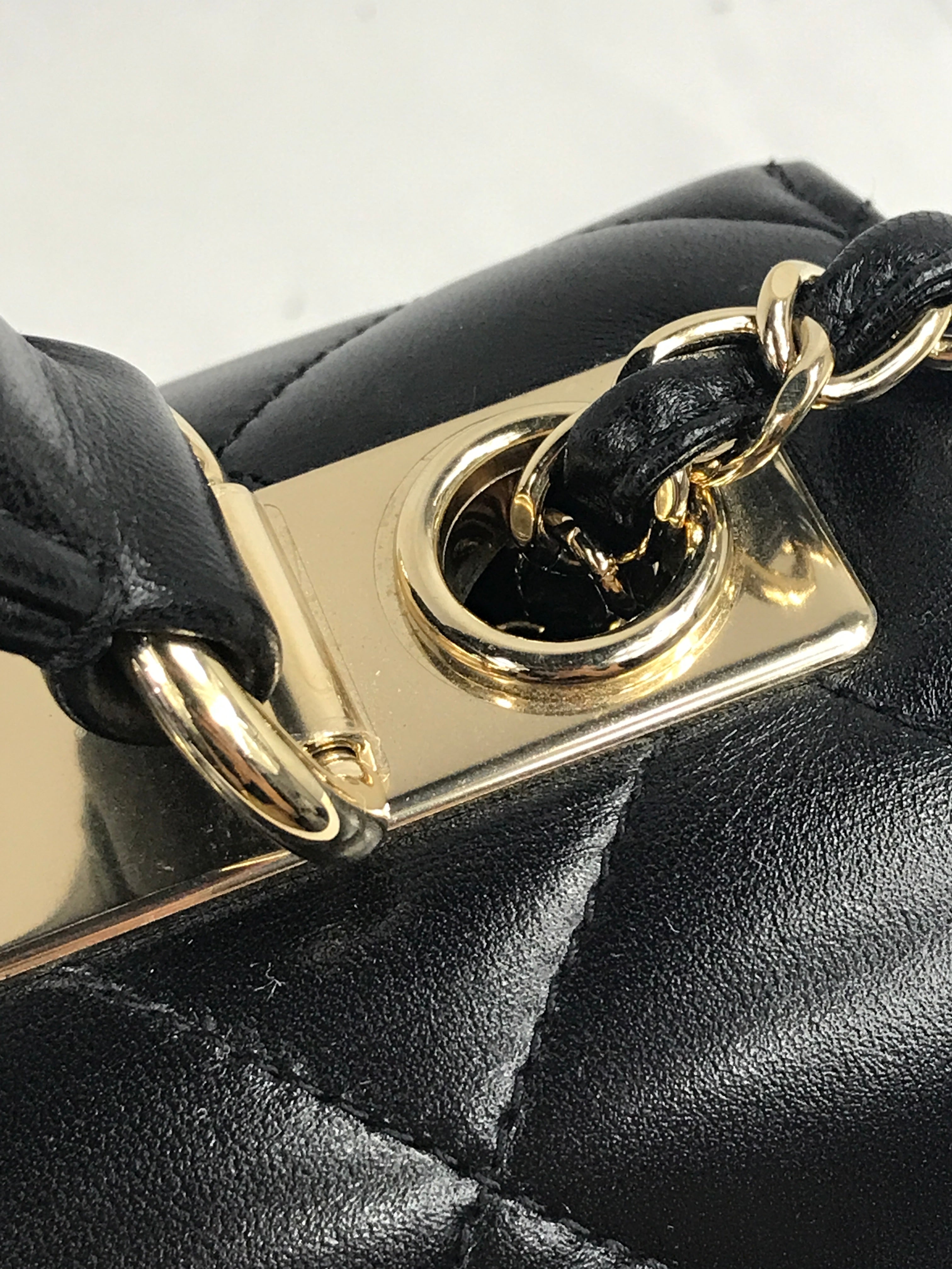 Black Lambskin Quilted Small Trendy W/GHW