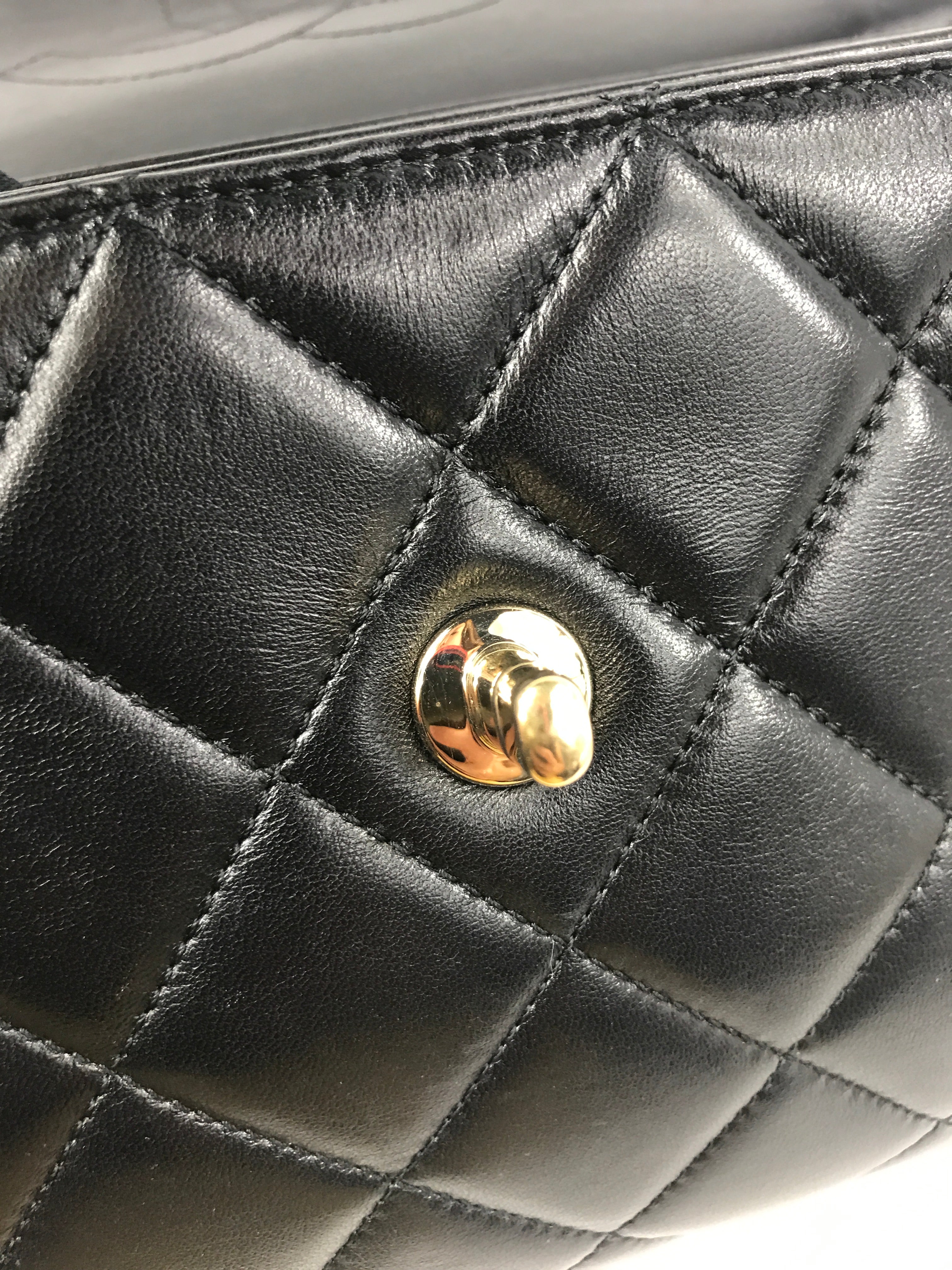 Black Lambskin Quilted Small Trendy W/GHW