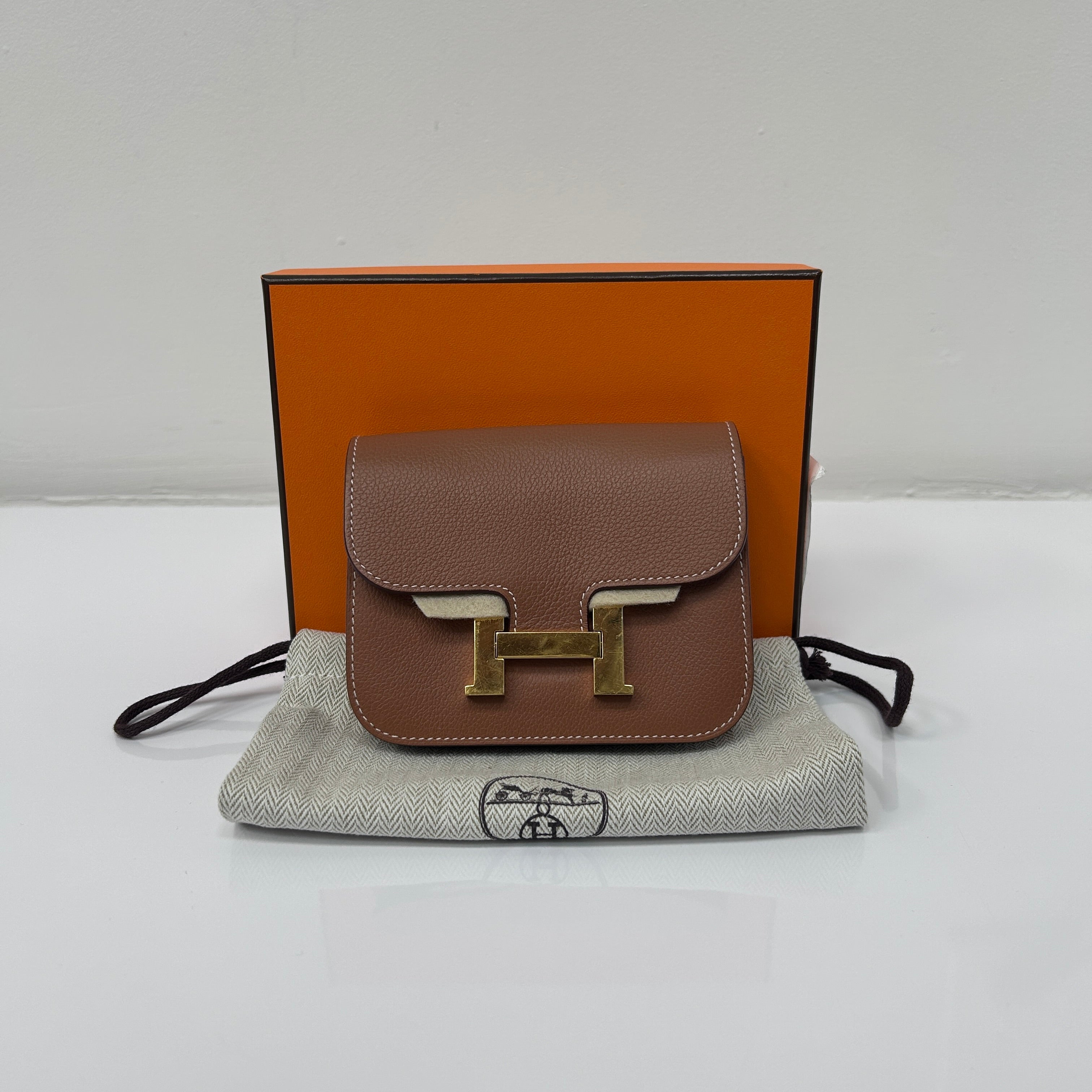 Gold Constance Slim Compact Wallet w/GHW