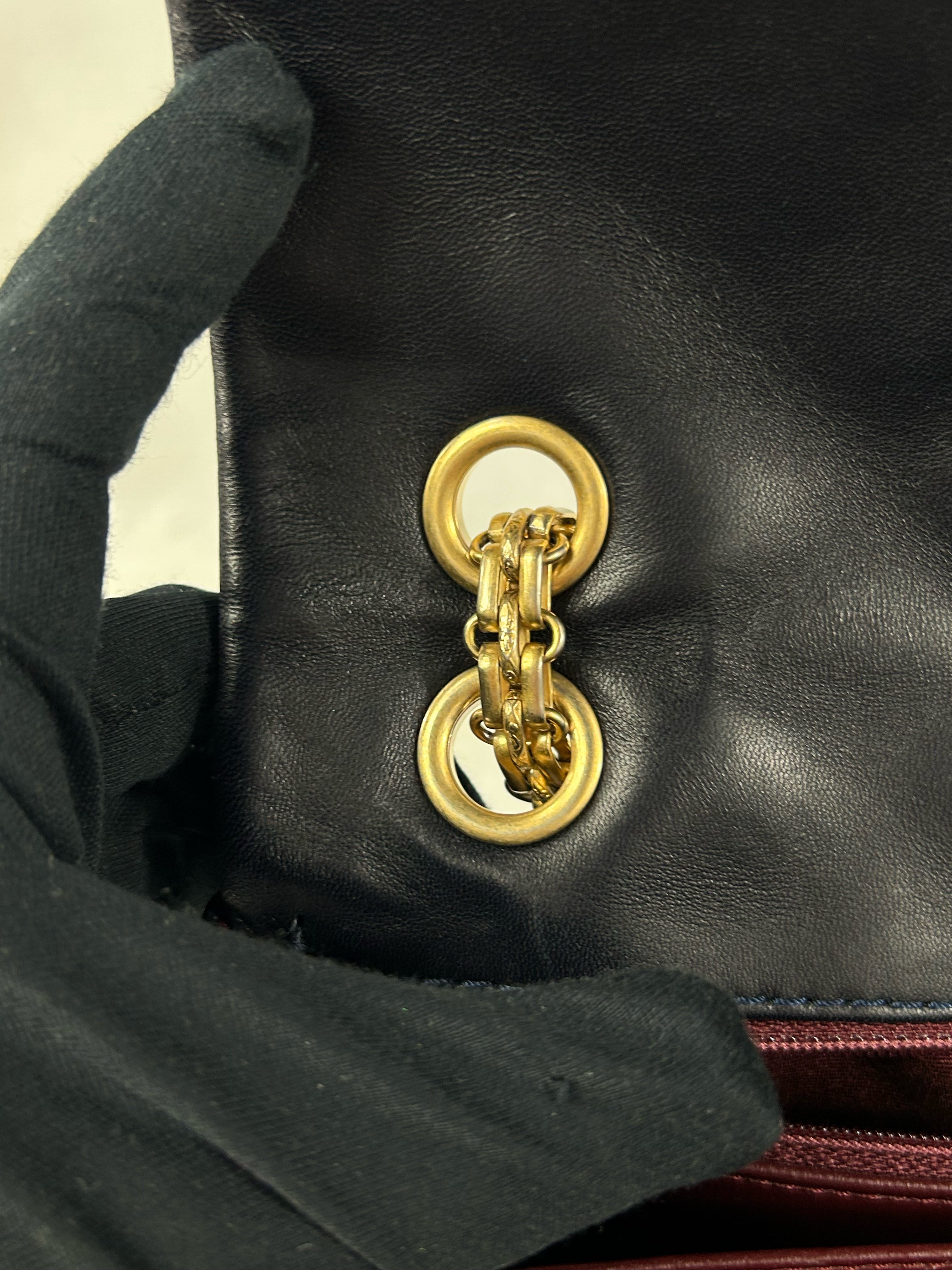 Chanel Dark Navy Blue Patent Quilted Reissue Flap W/AGHW
