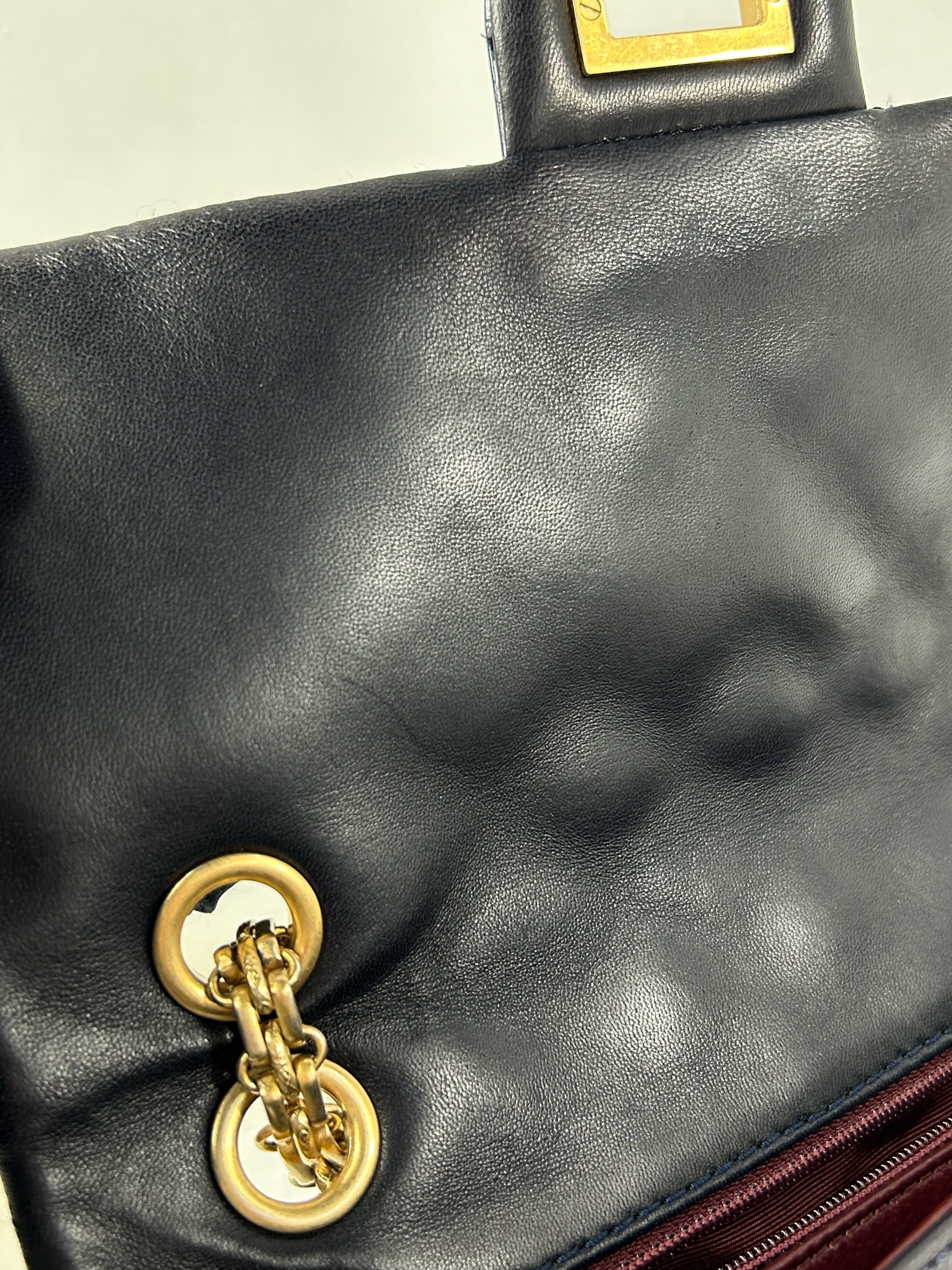 Chanel Dark Navy Blue Patent Quilted Reissue Flap W/AGHW