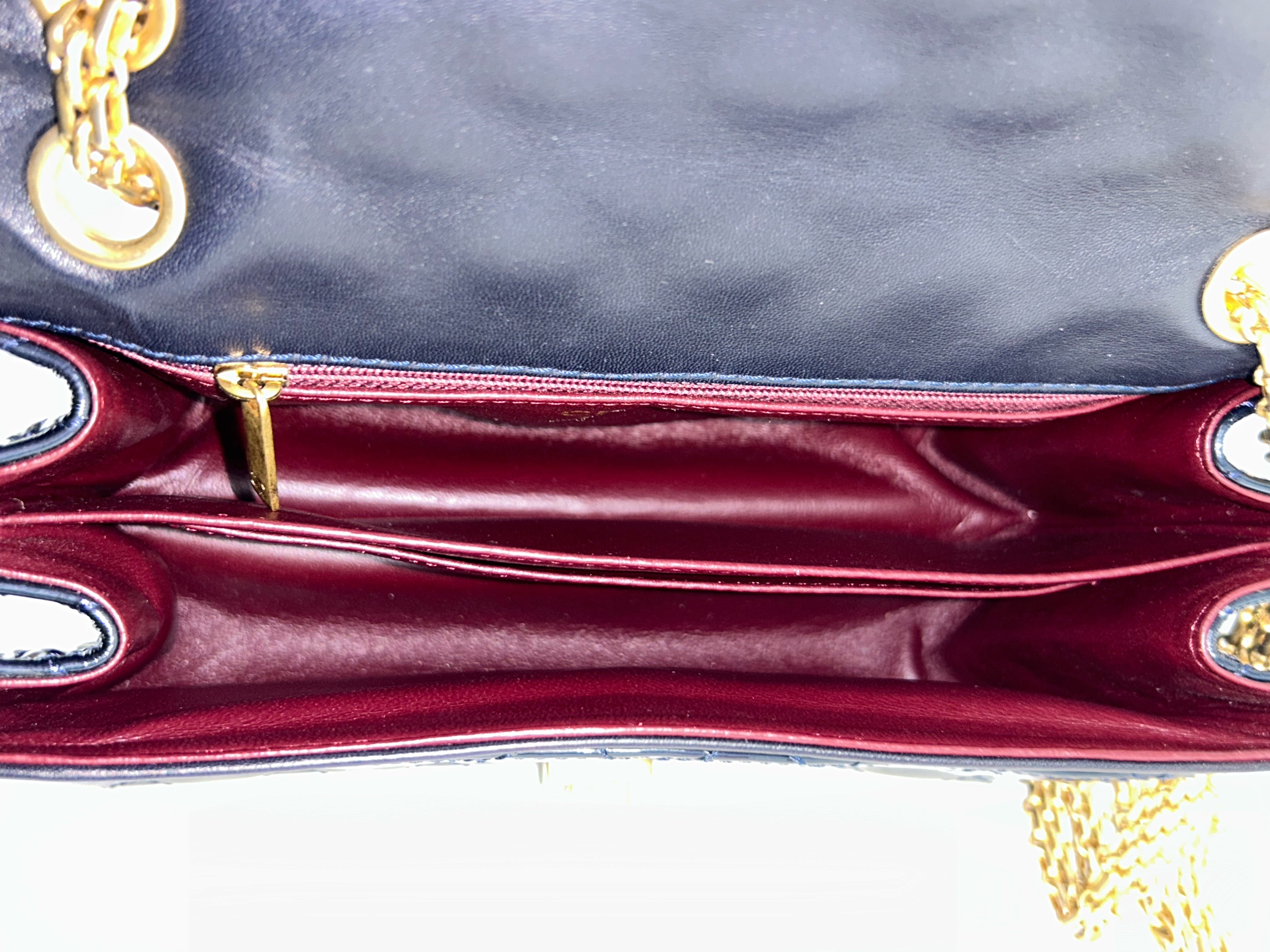 Chanel Dark Navy Blue Patent Quilted Reissue Flap W/AGHW
