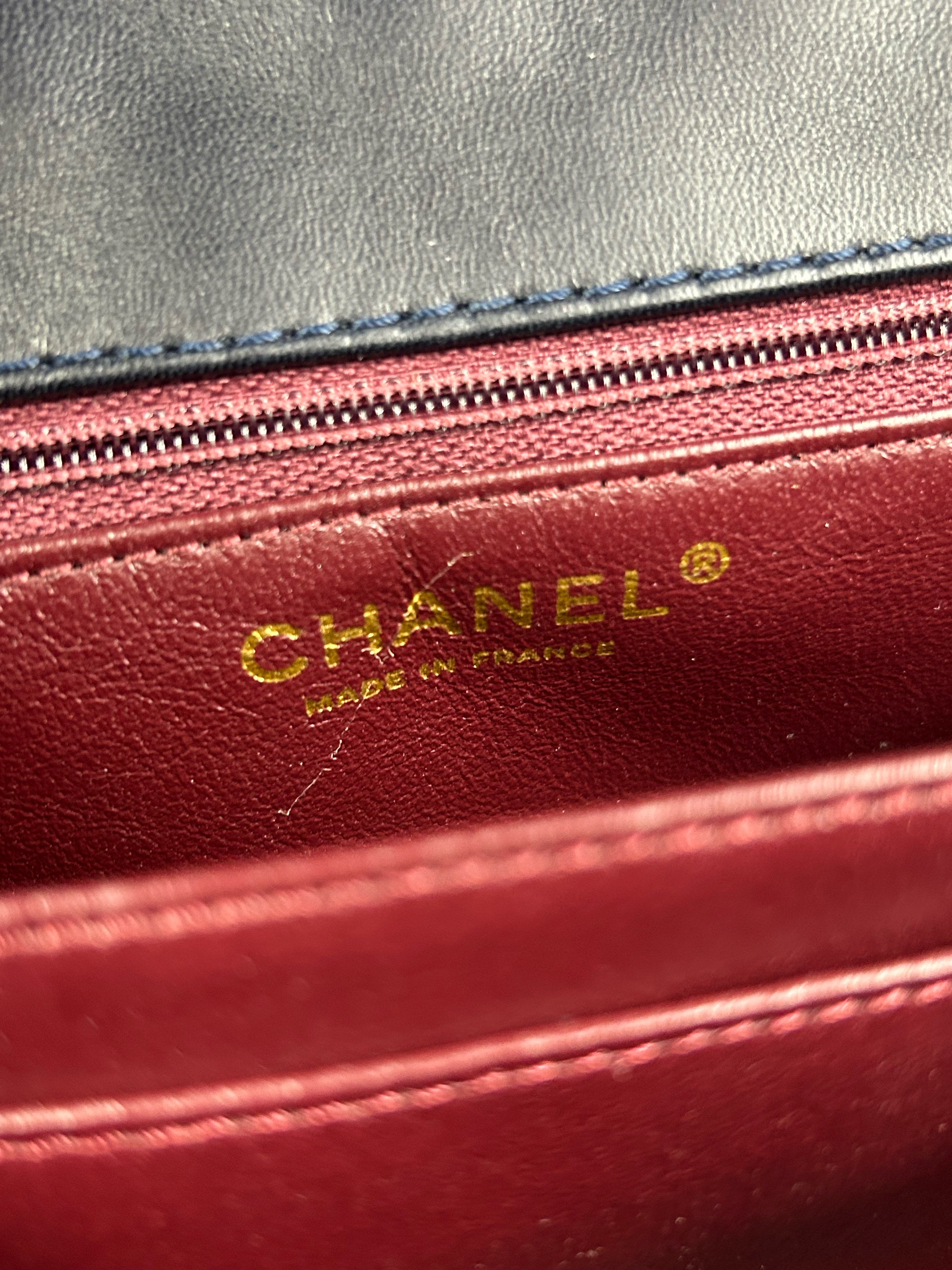 Chanel Dark Navy Blue Patent Quilted Reissue Flap W/AGHW
