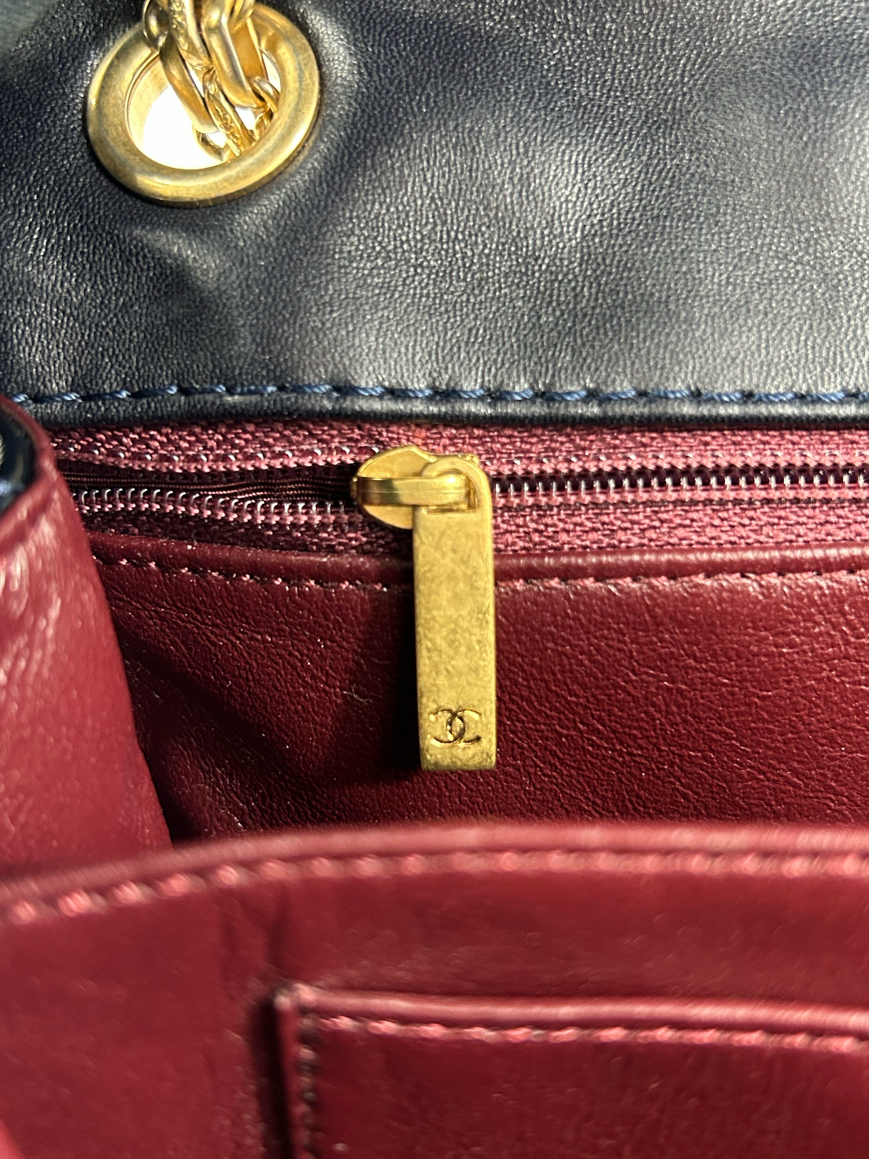 Chanel Dark Navy Blue Patent Quilted Reissue Flap W/AGHW