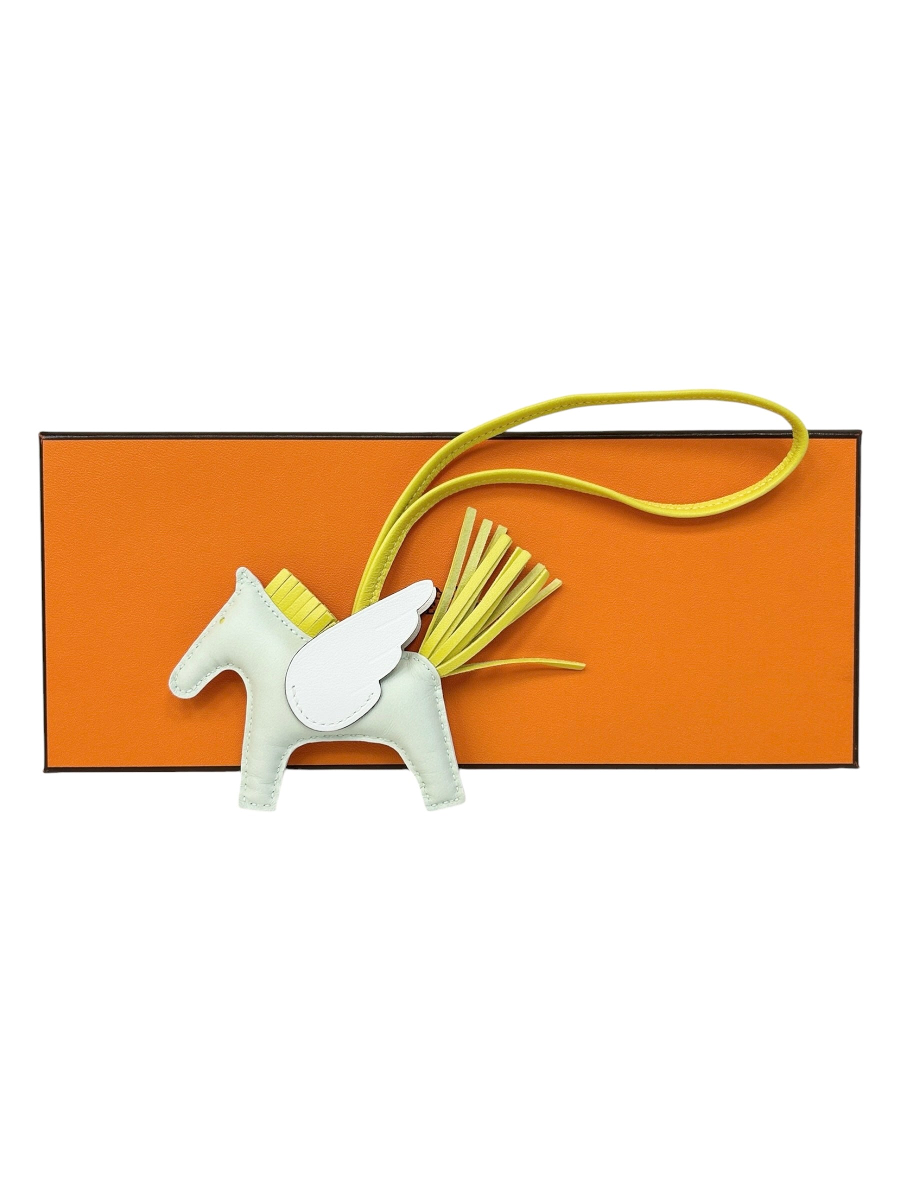 Vert Fizz/Lemon Yellow/White Lambskin Leather Pegase PM Bag Charm - Haute Classics