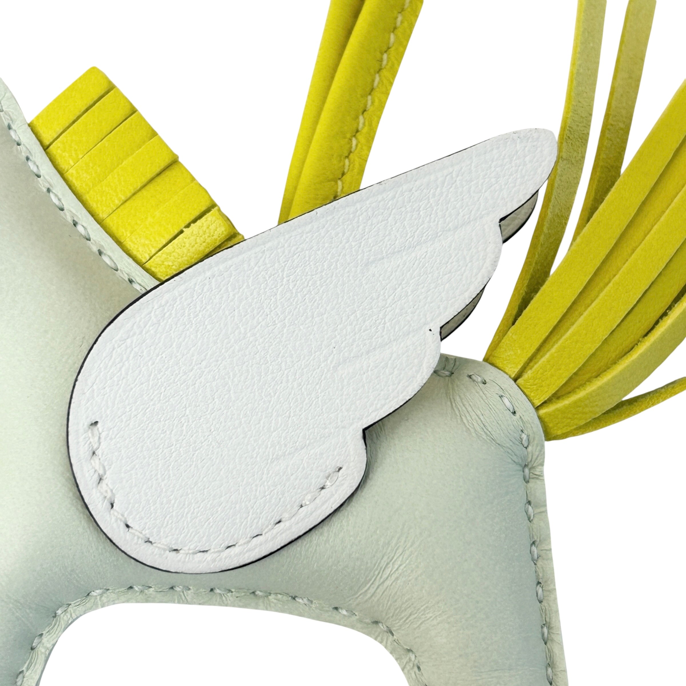 Vert Fizz/Lemon Yellow/White Lambskin Leather Pegase PM Bag Charm - Haute Classics