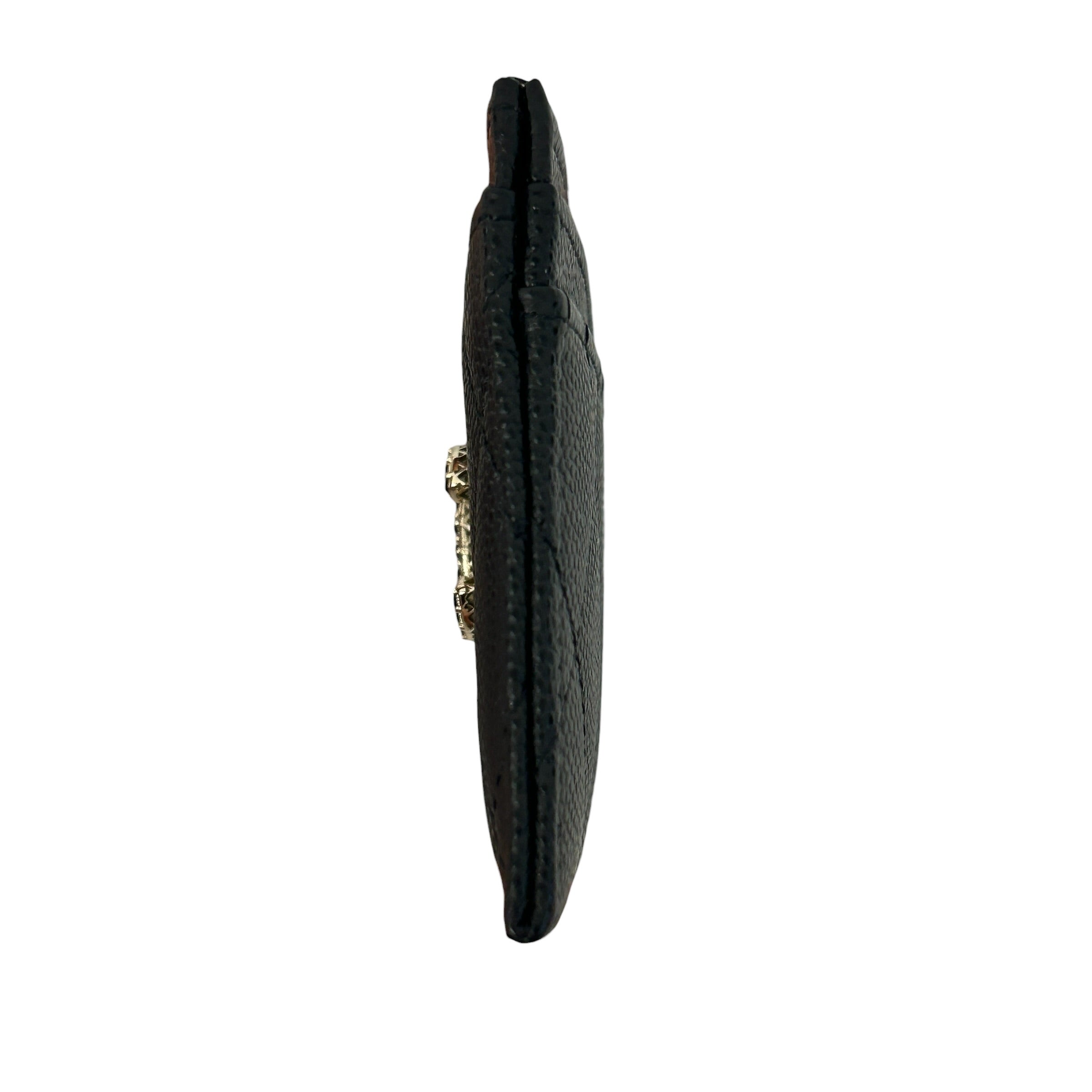 Black Caviar Quilted Card Holder w/Black Cystal CC - Haute Classics